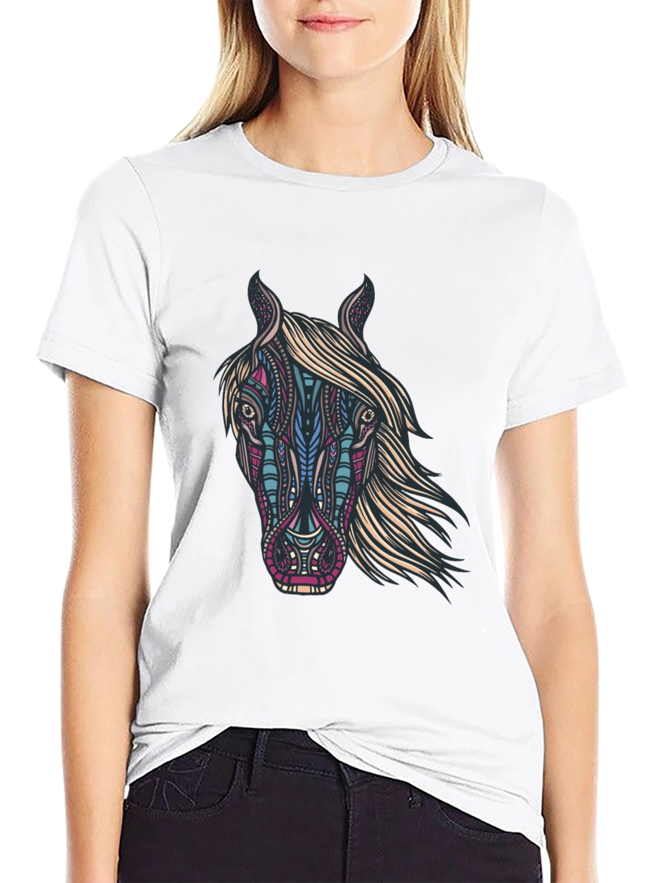 Black Horse Graphic Print Black T-Shirt view 9