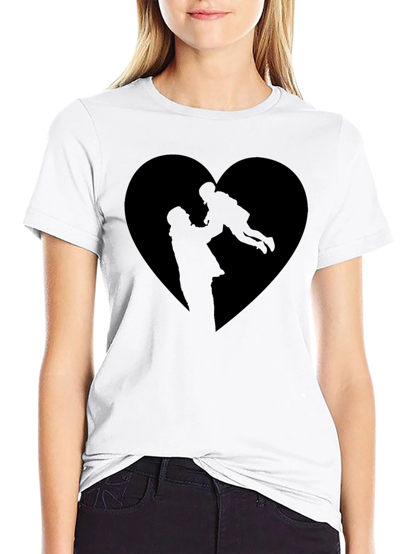 Black Heart Silhouette Graphic Tee - Father & Child view 9