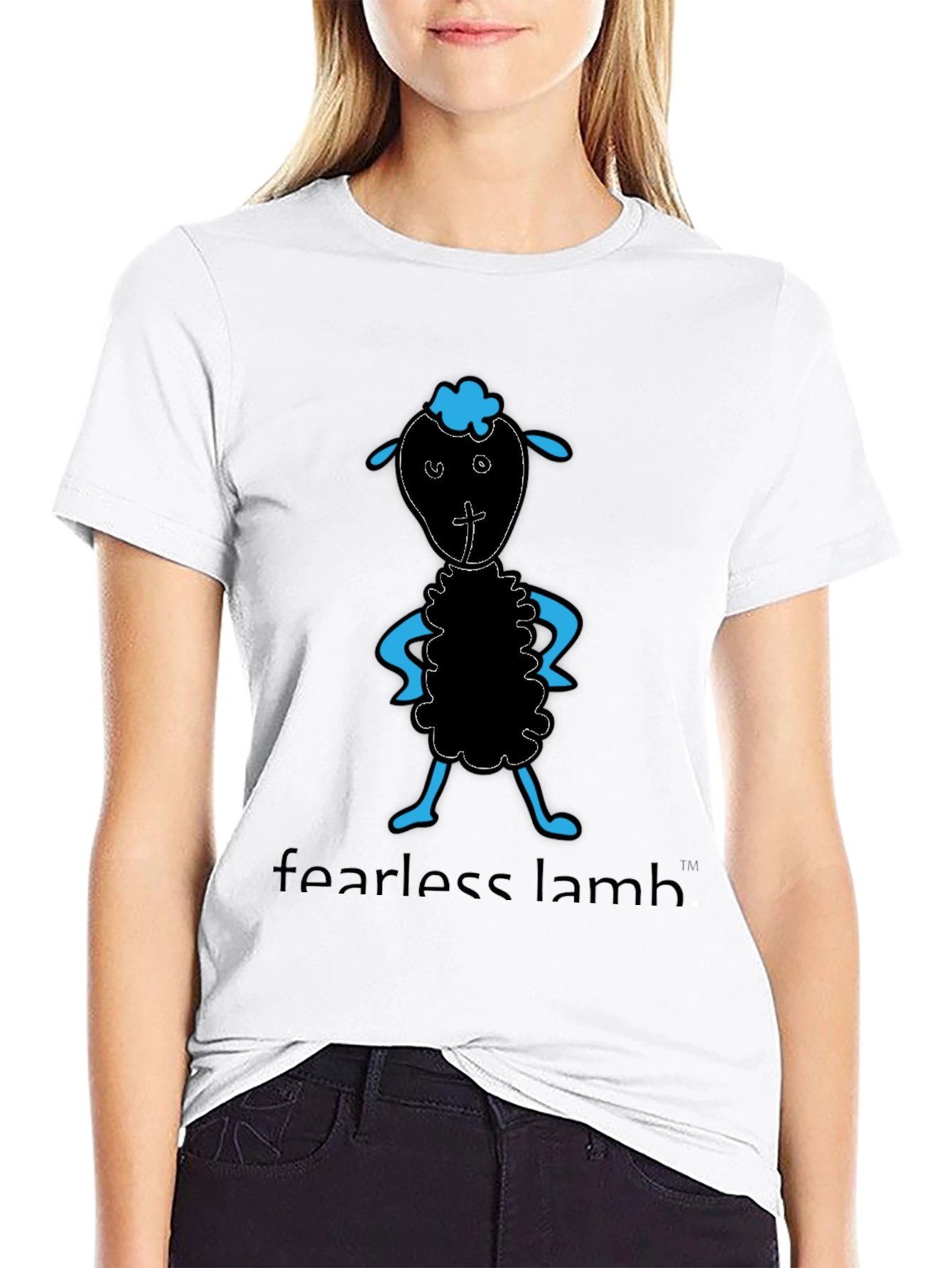 Black Fearless Lamb Graphic Tee - Black Cotton T-Shirt view 9