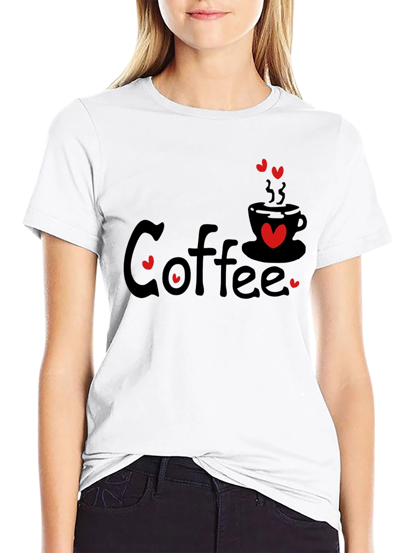 Black Coffee Lover Heart Tee - Black Unisex T-Shirt view 9
