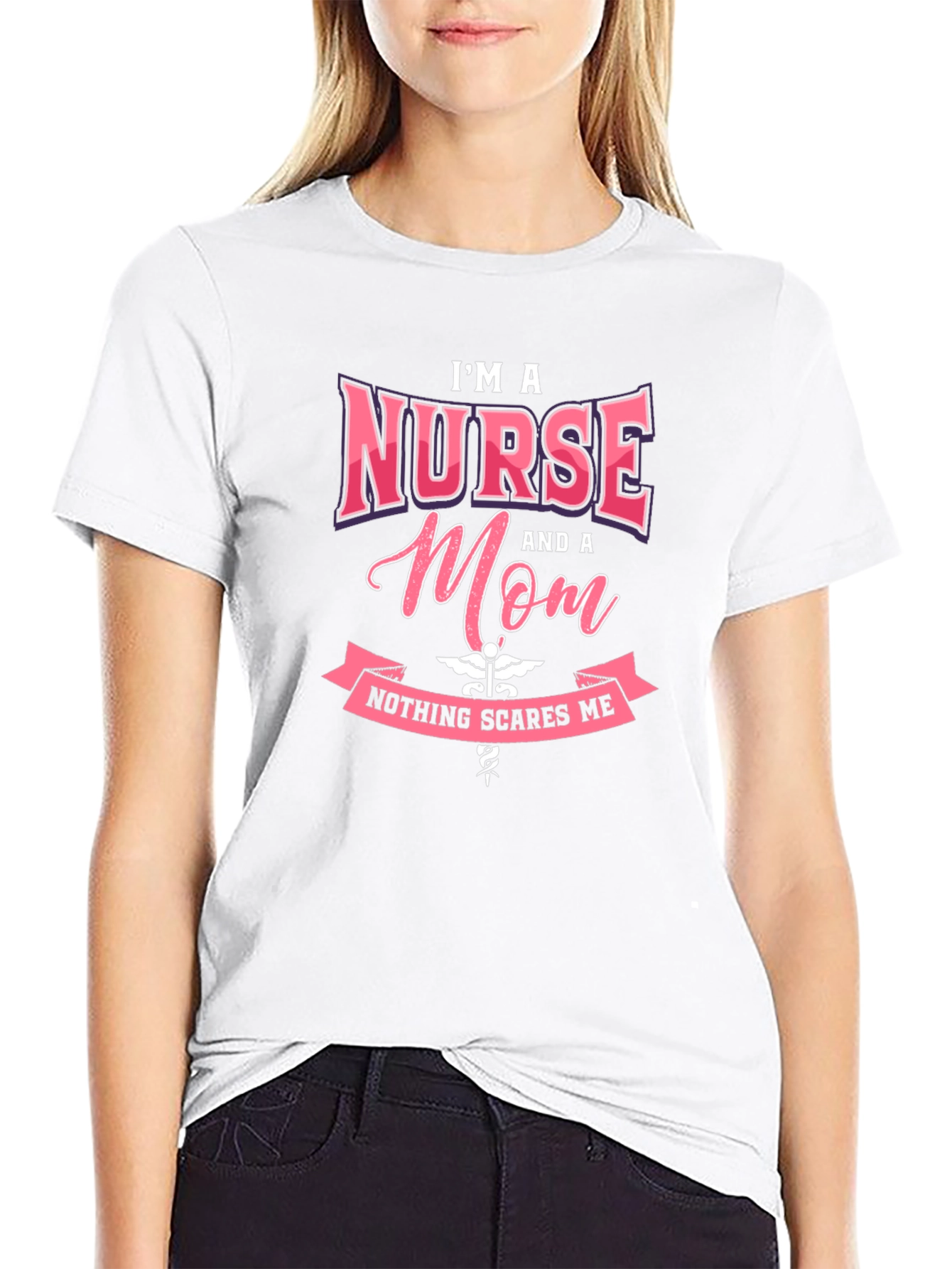 Black I'm A Nurse and a Mom T-Shirt view 9
