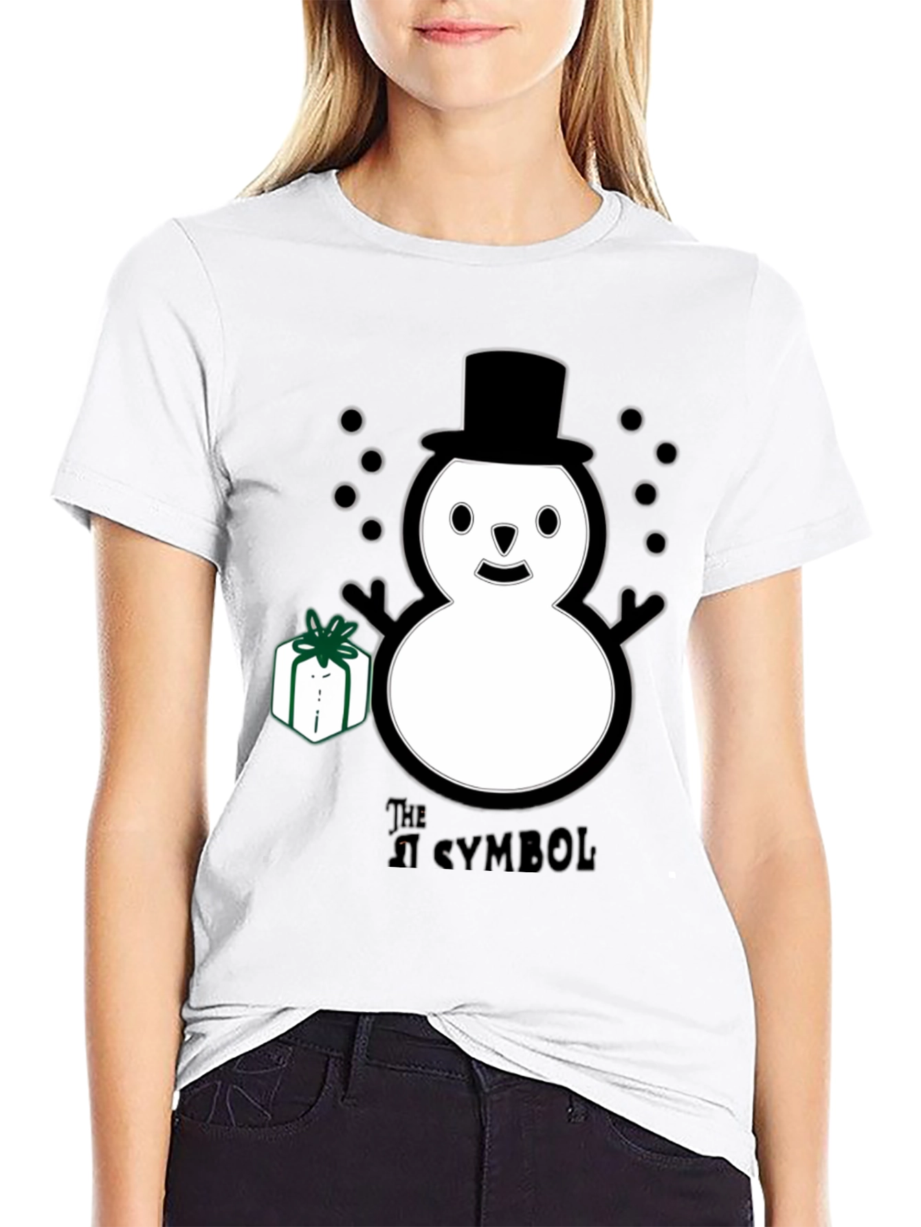 Black Whimsical Snowman T-Shirt view 9