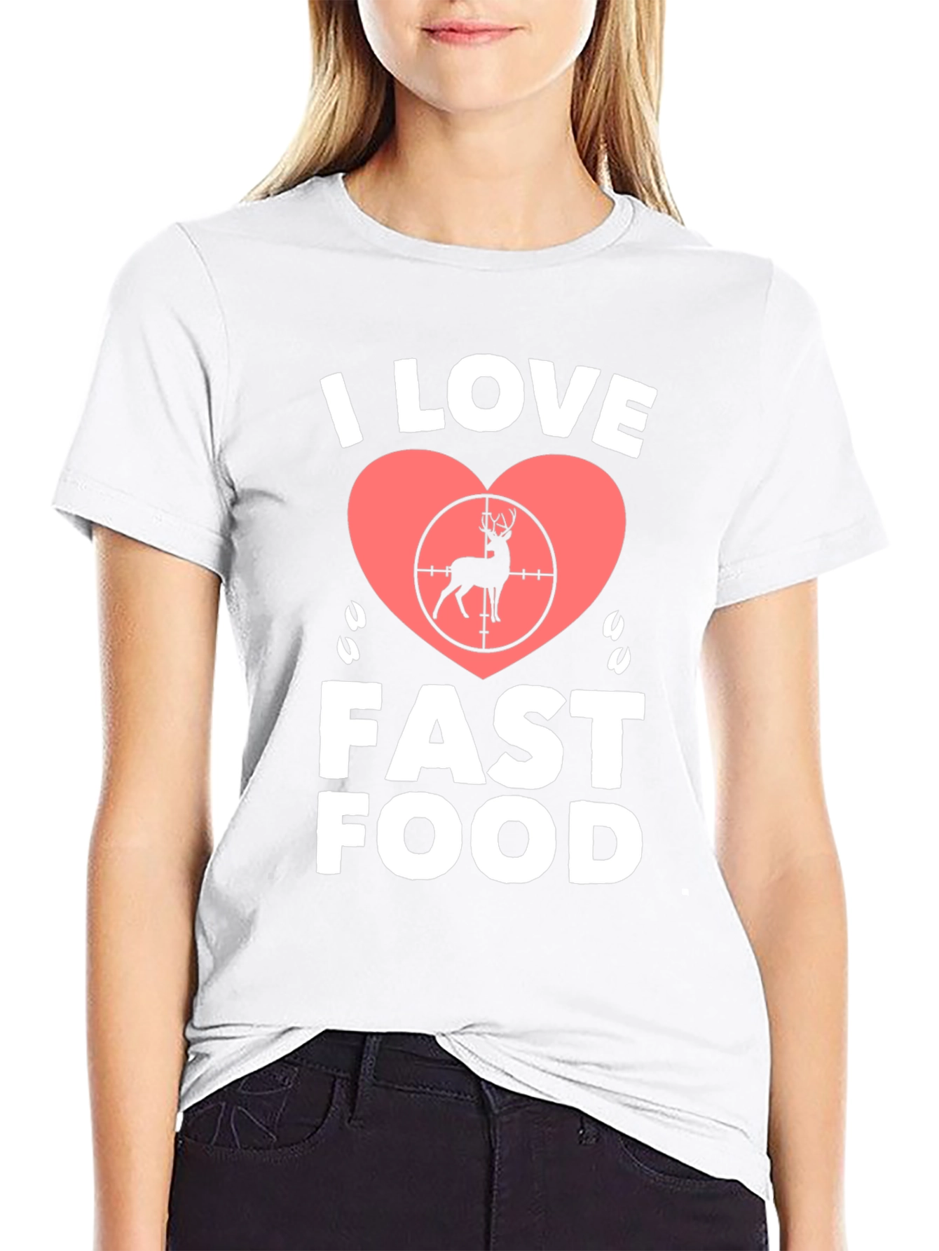 Black I Love Fast Food Deer Hunting T-Shirt view 9