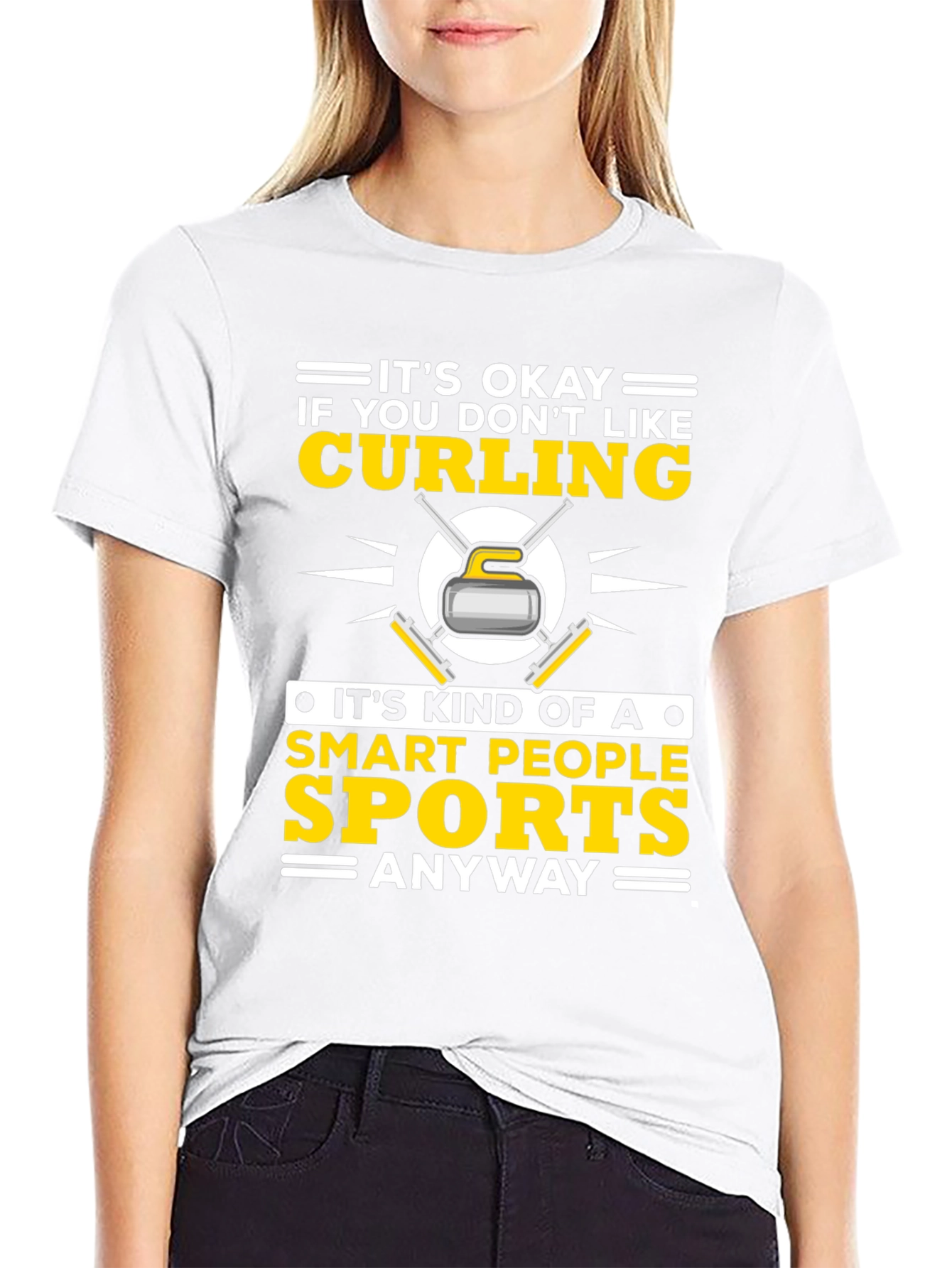 Black Funny Curling Smart People Sports T-Shirt view 9