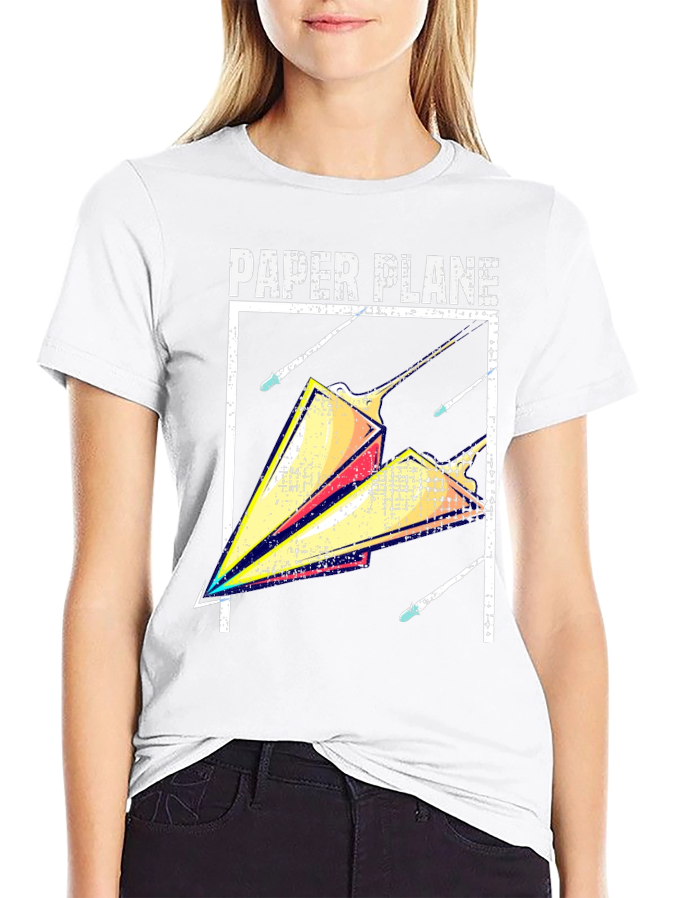 Black Paper Plane Graphic Tee - Modern Casual Style view 9
