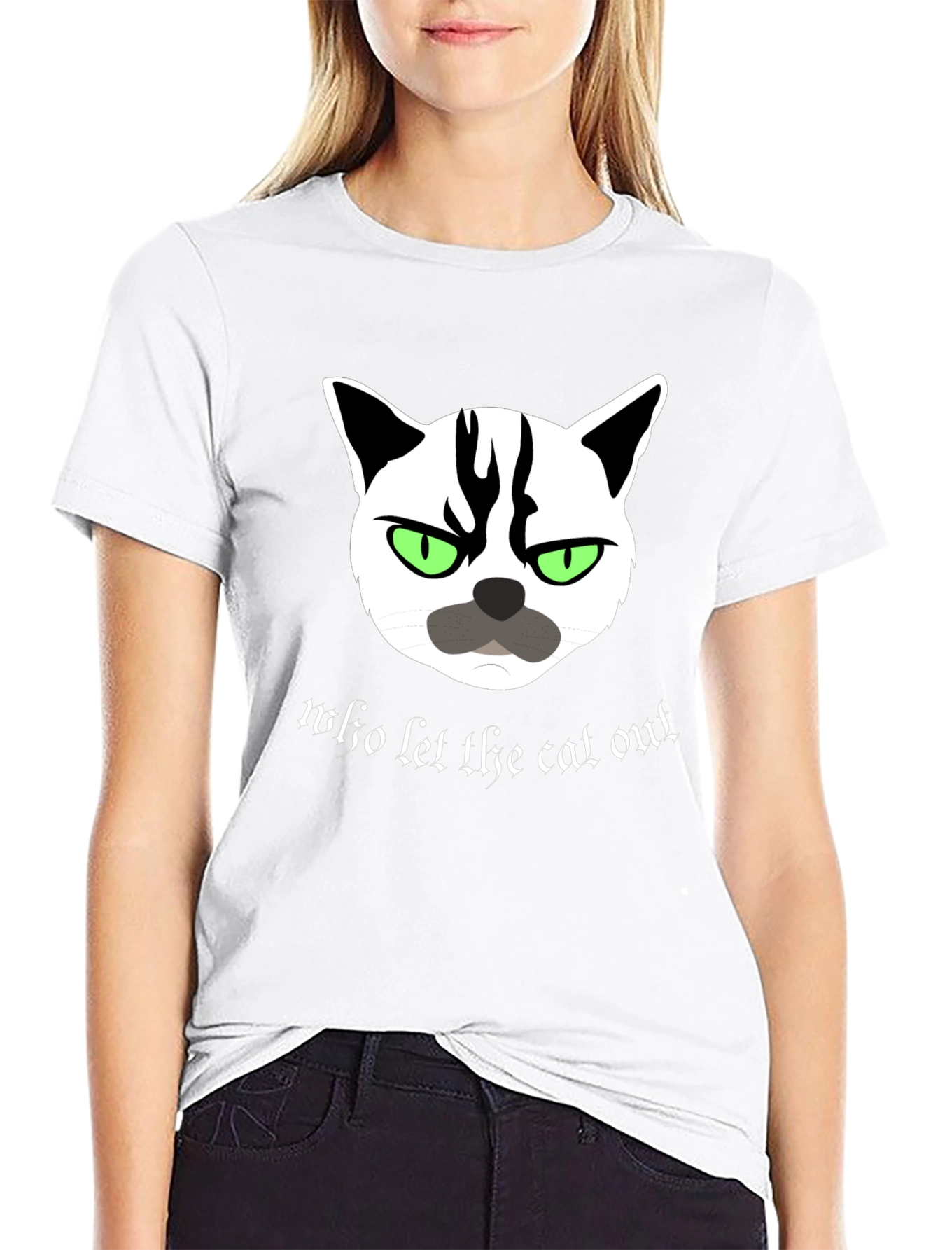 Black Grumpy Cat T-Shirt - Who Let The Cat Out? view 9