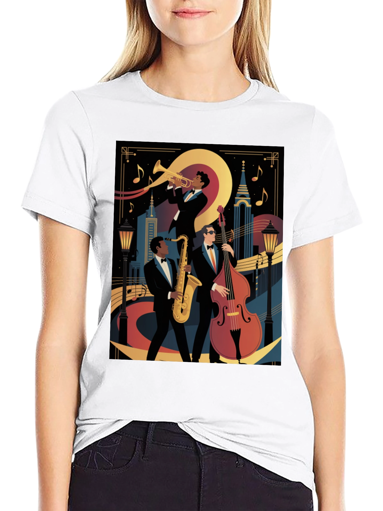 Black Jazz Band Graphic Black T-Shirt view 9