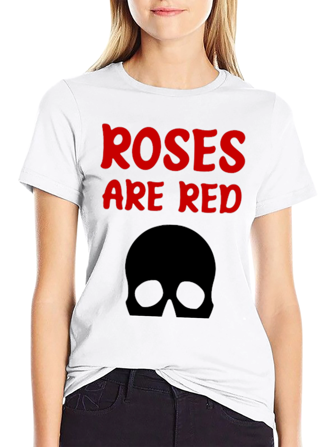 Black Roses Are Red Skull Graphic Tee view 9
