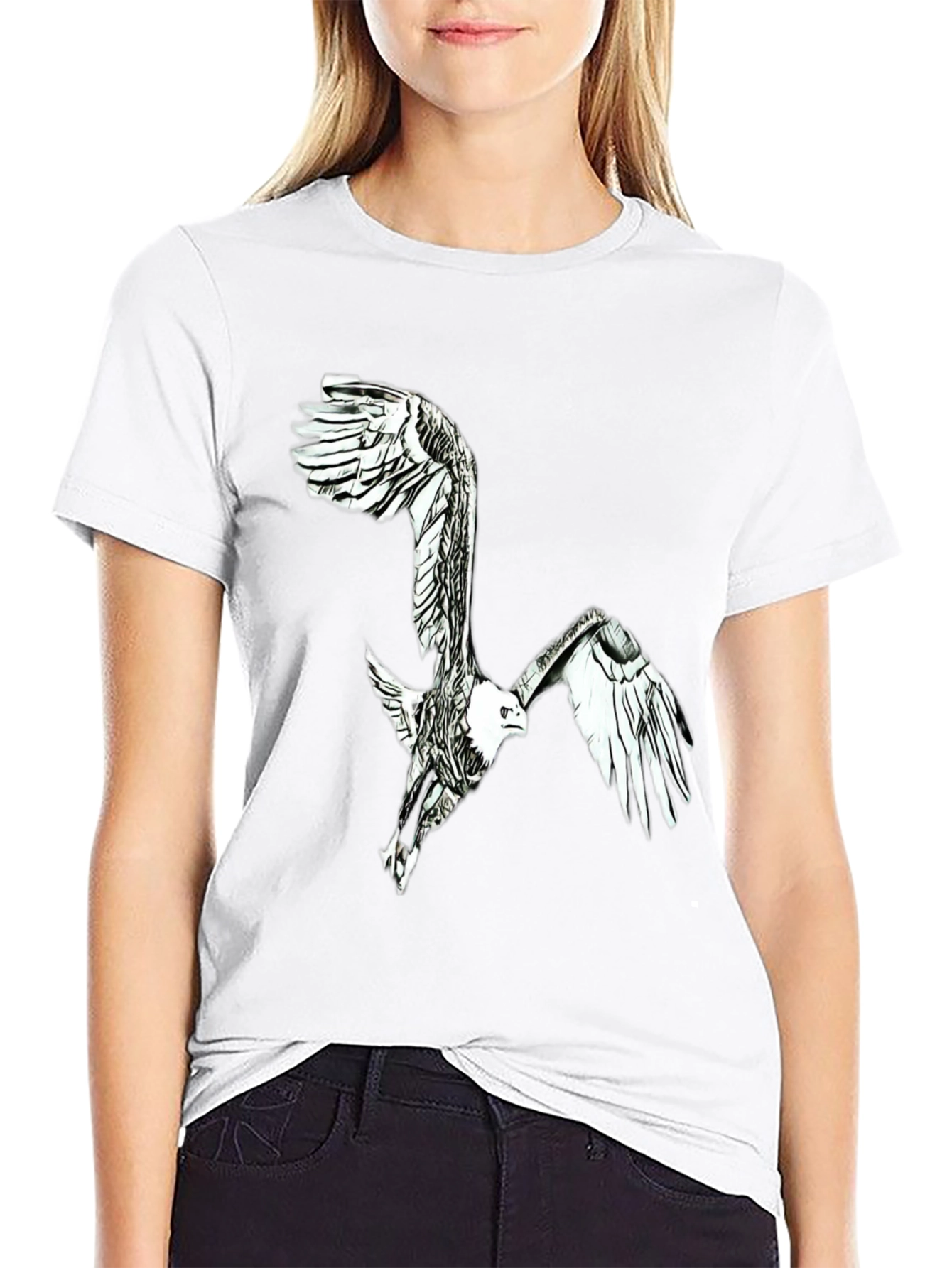 Black Eagle Graphic Black T-Shirt - Men's Fashion view 9