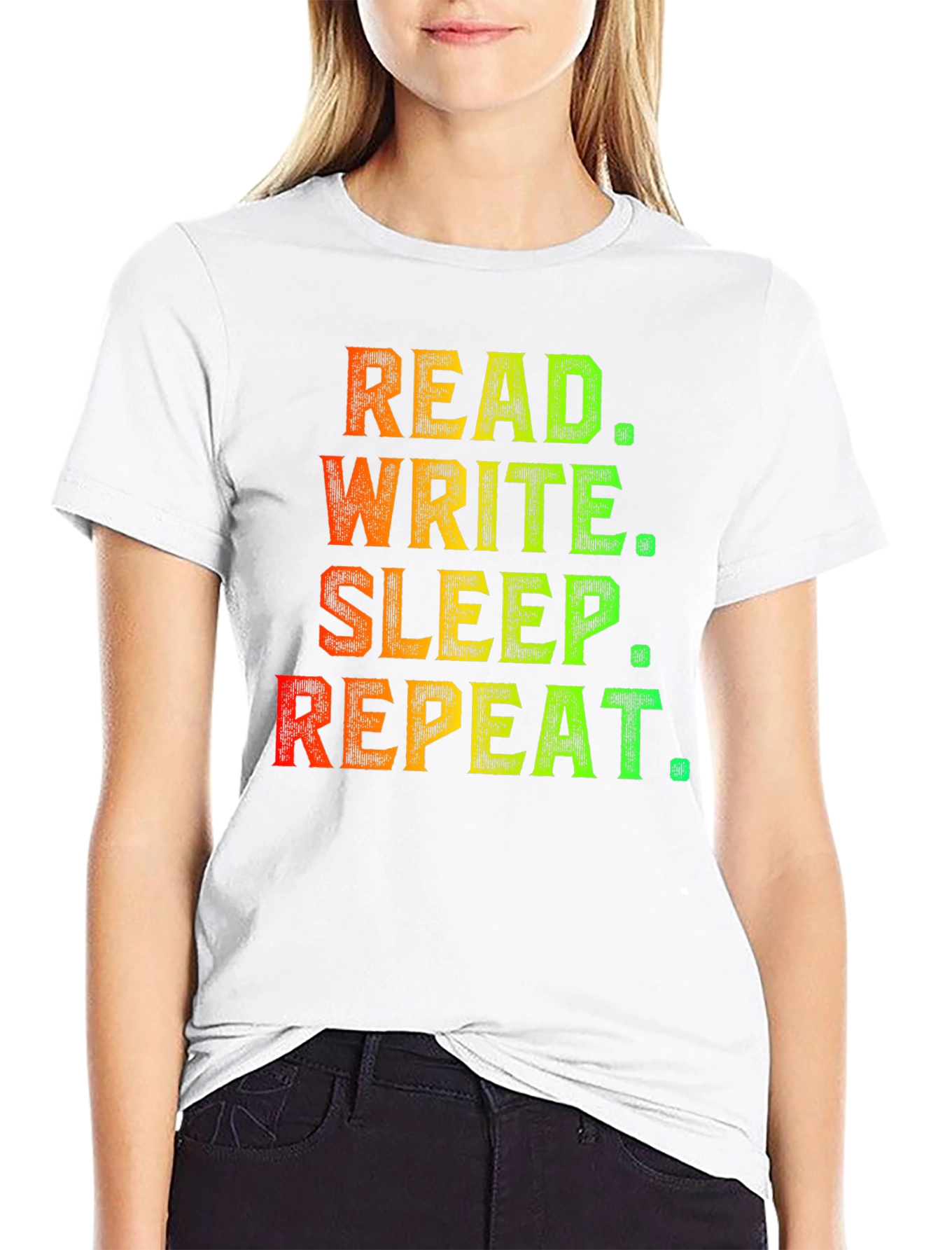 Black Read Write Sleep Repeat Graphic T-Shirt view 9