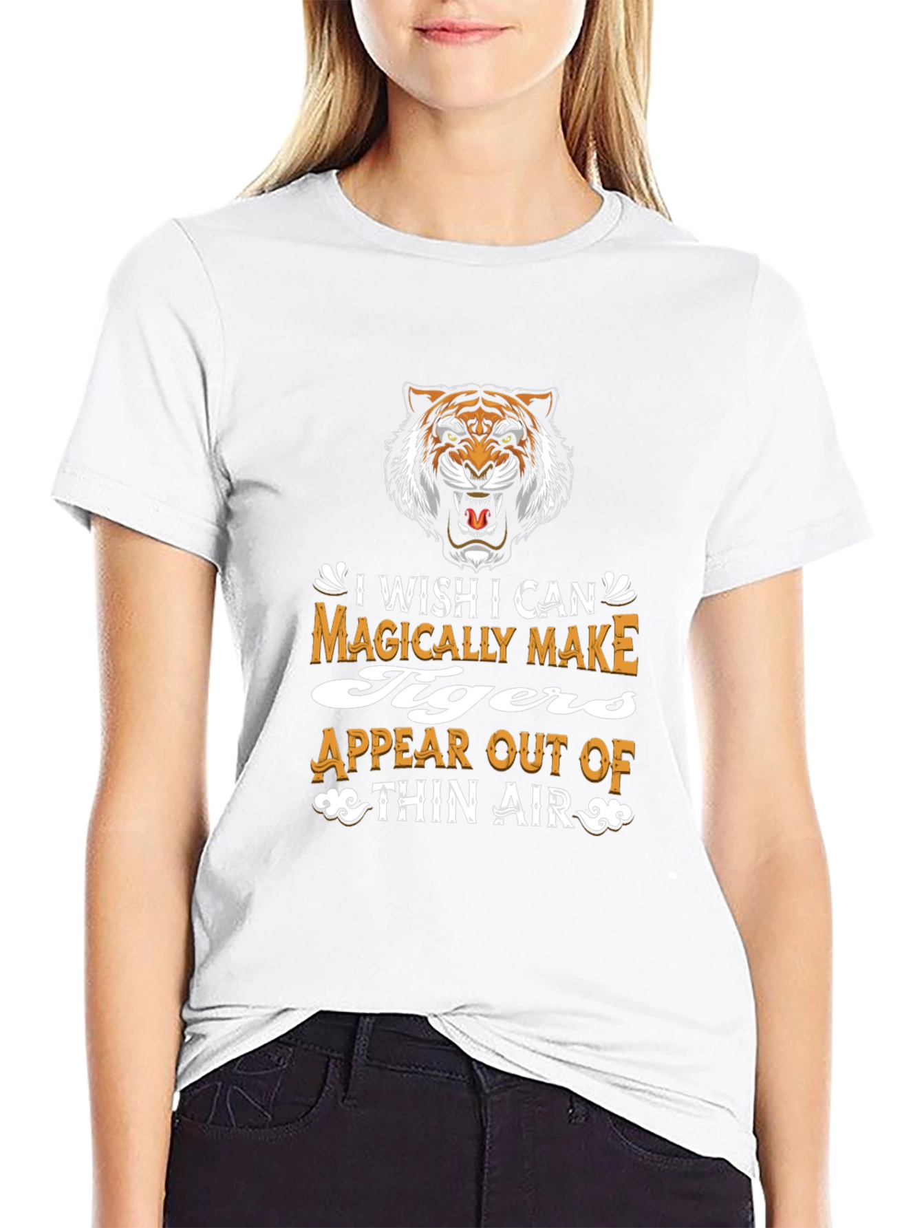 Black Magical Tiger Graphic Tee - Black Cotton Blend view 9