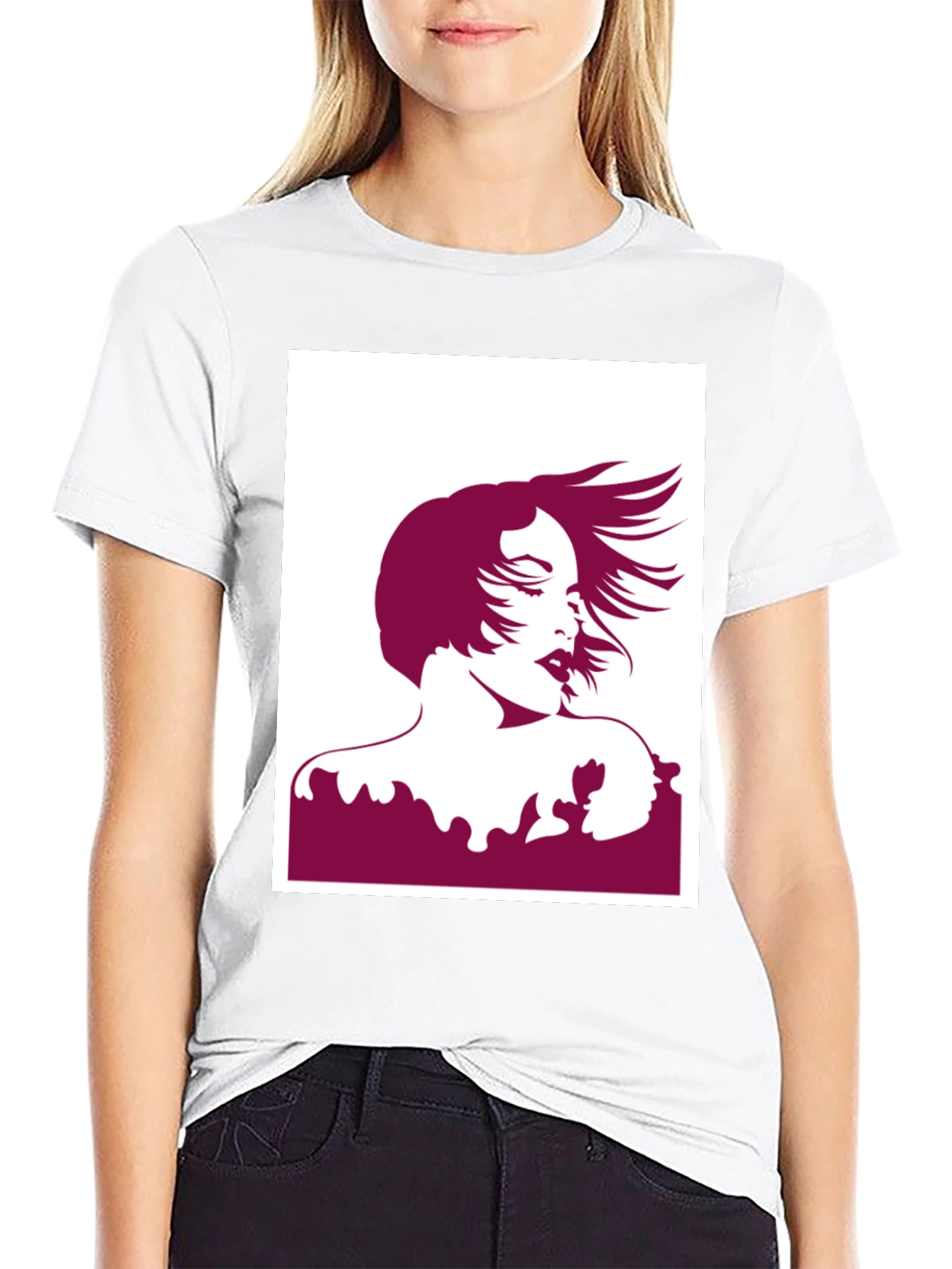 Black Silhouette Graphic Tee - Black Cotton Blend view 9