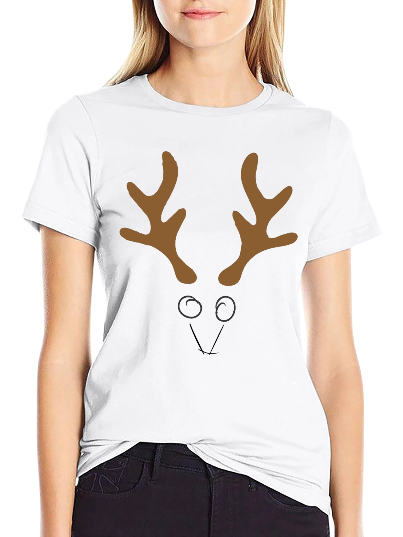 Black Reindeer Face Graphic Tee - Holiday Style view 9