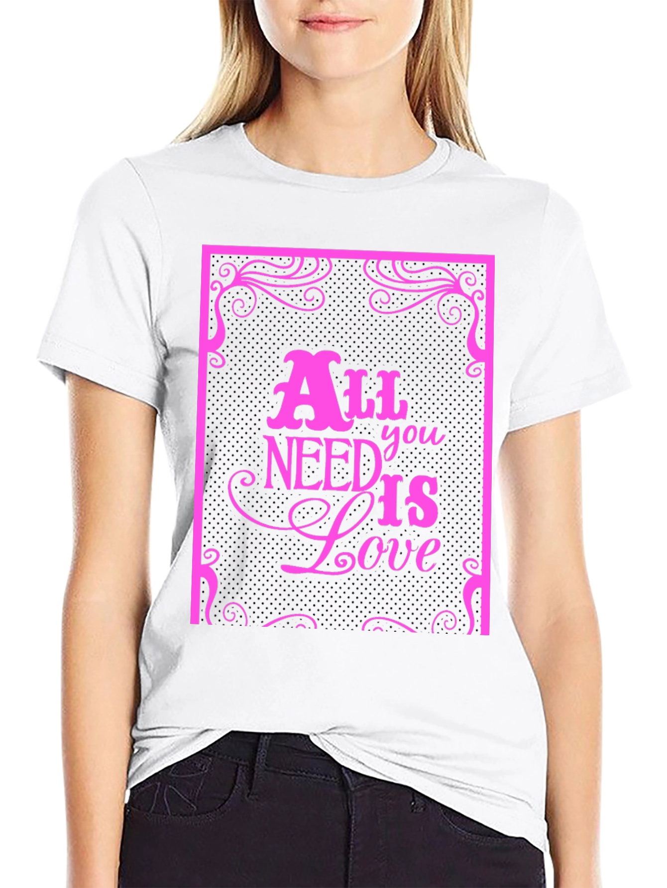 Black All You Need Is Love Graphic Tee view 9