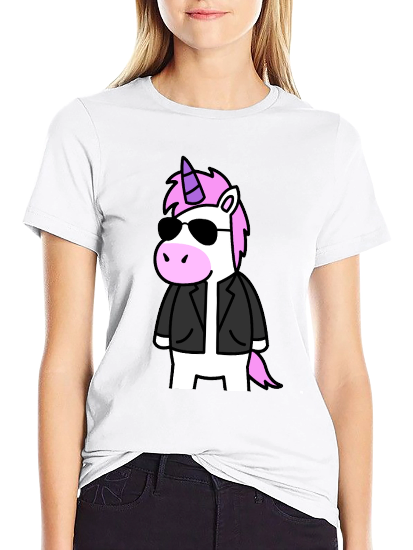 Black Cool Unicorn Graphic T-Shirt - Black view 9