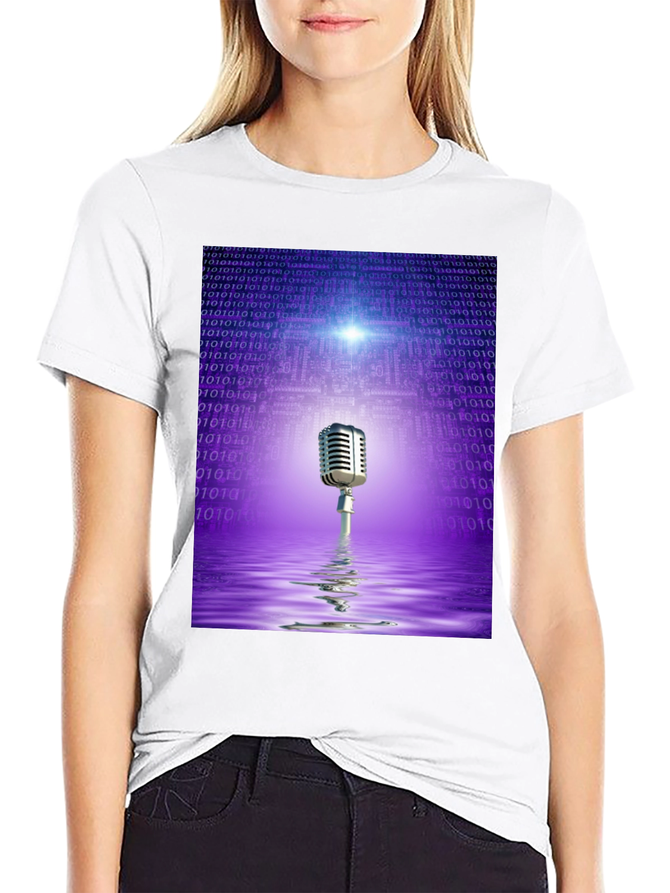 Black Retro Tech Microphone T-Shirt - Black view 9