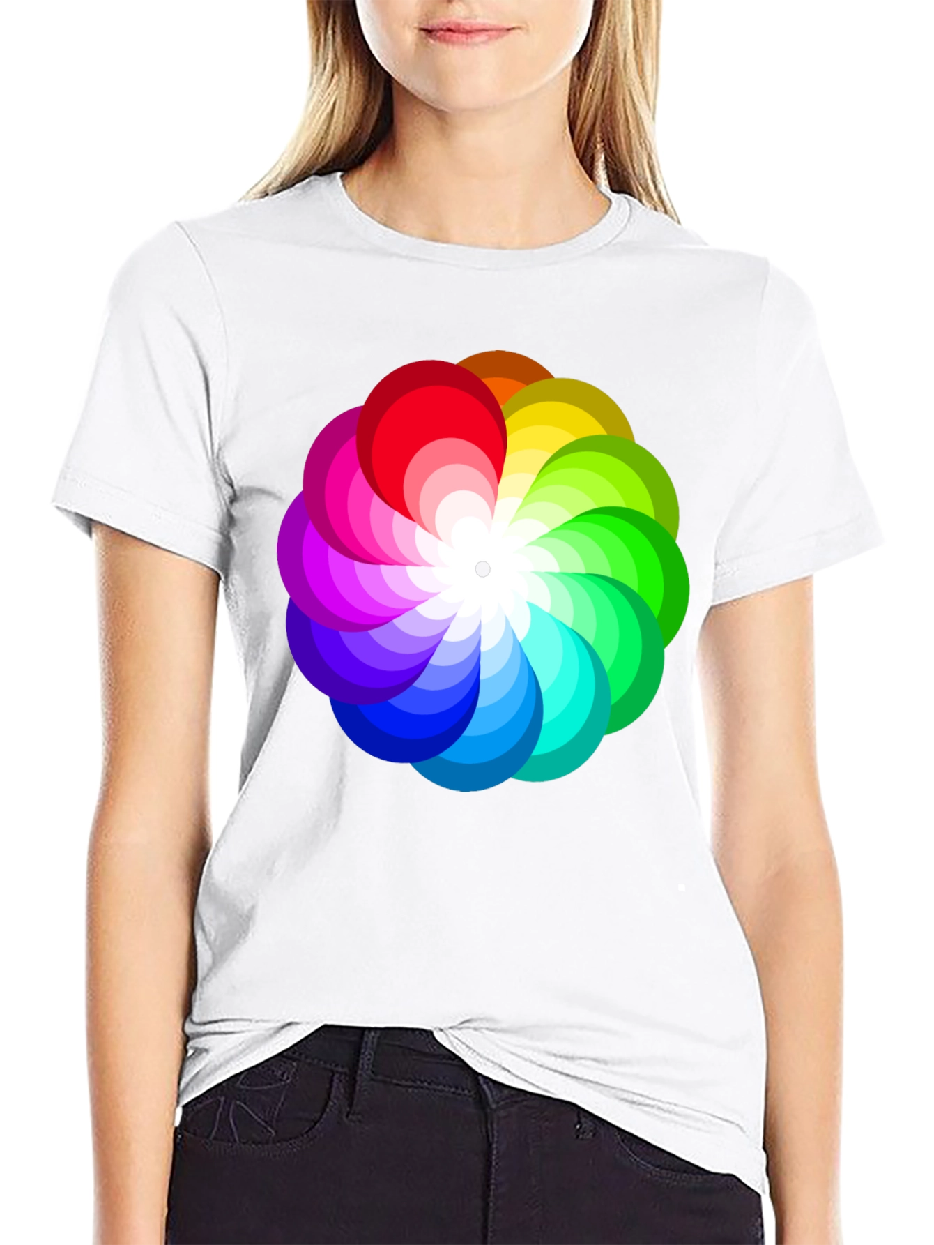 Black Vibrant Rainbow Flower Graphic T-Shirt - Stylish Men's Tee view 9