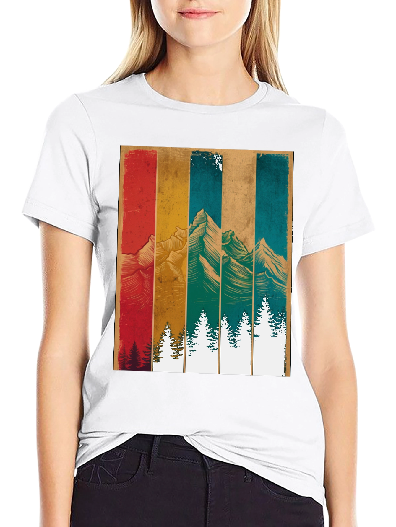 Black Retro Mountainscape Graphic Tee view 9