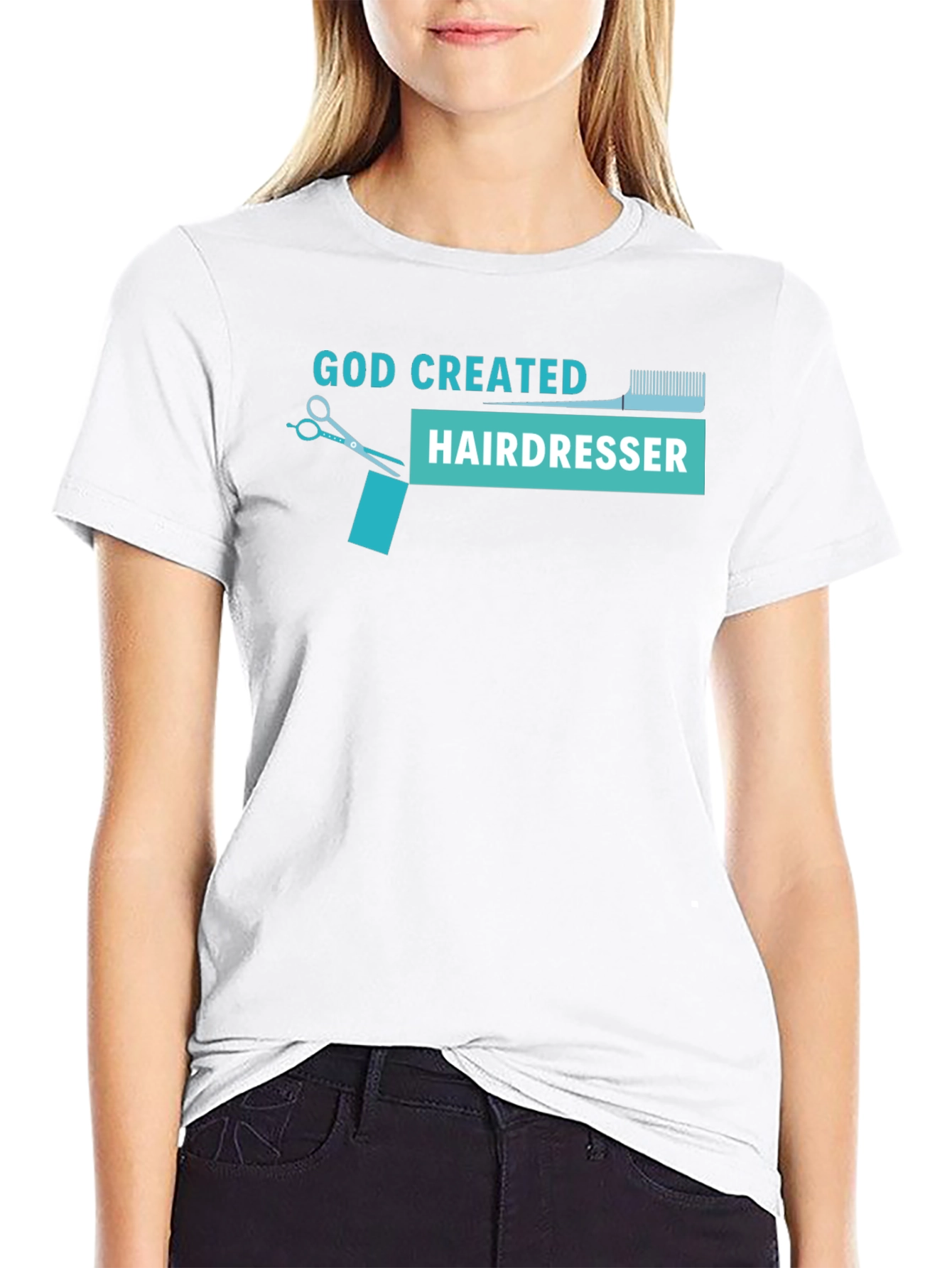 Black God Created Hairdresser T-Shirt - Black view 9