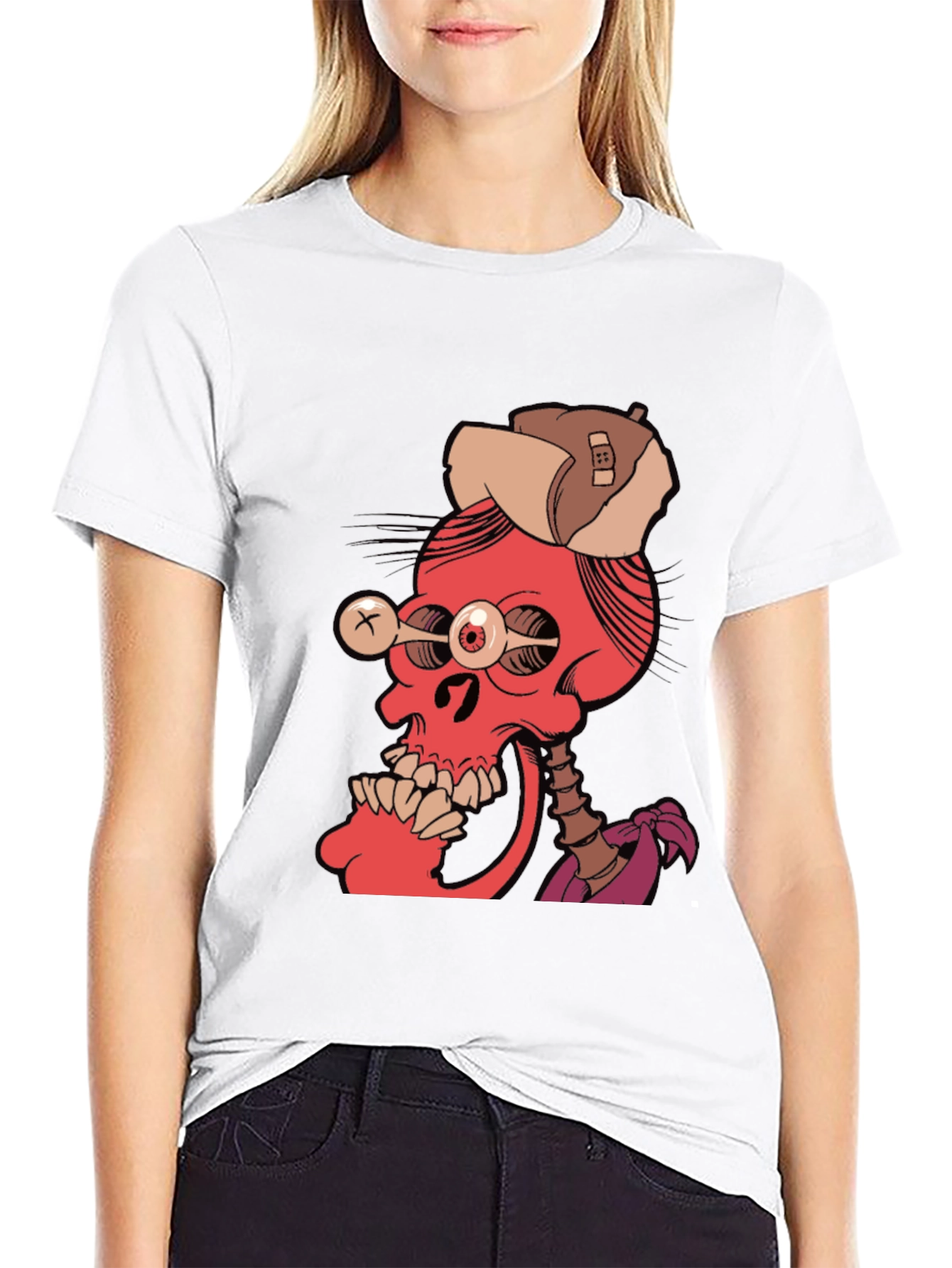 Black Edgy Skeleton Graphic Tee view 9