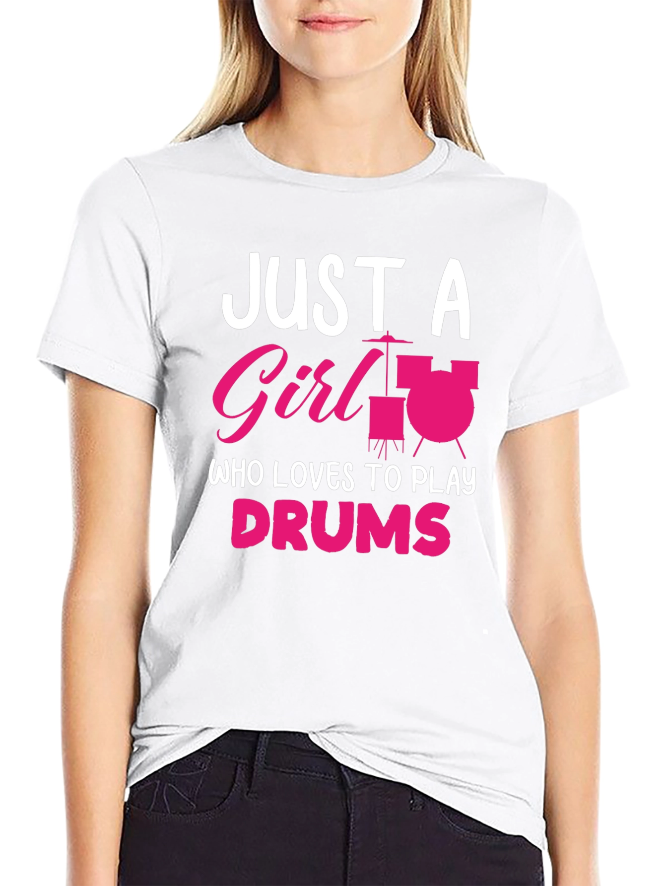 Black Just a Girl Who Loves to Play Drums T-Shirt view 9