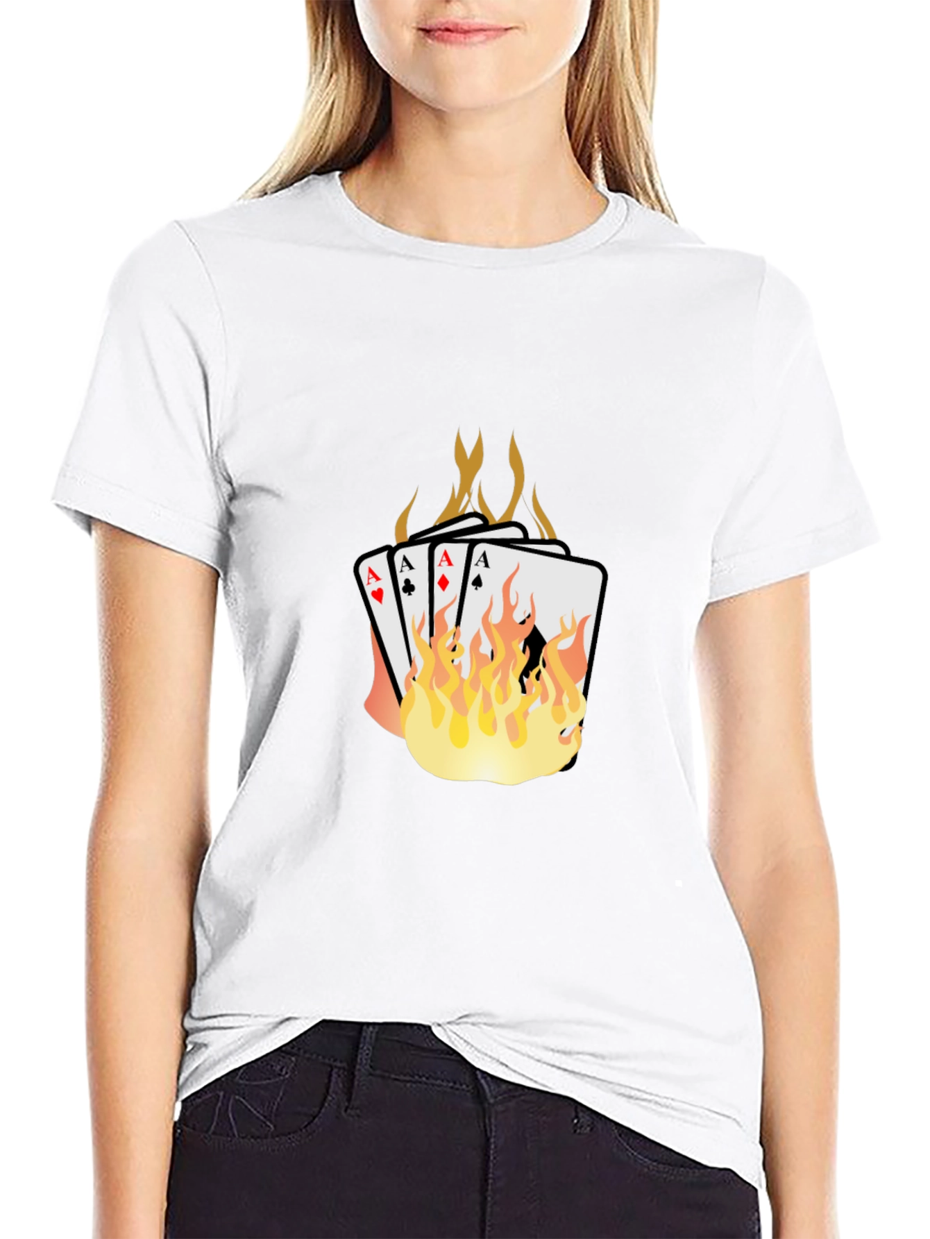 Black Flaming Aces Graphic T-Shirt view 9