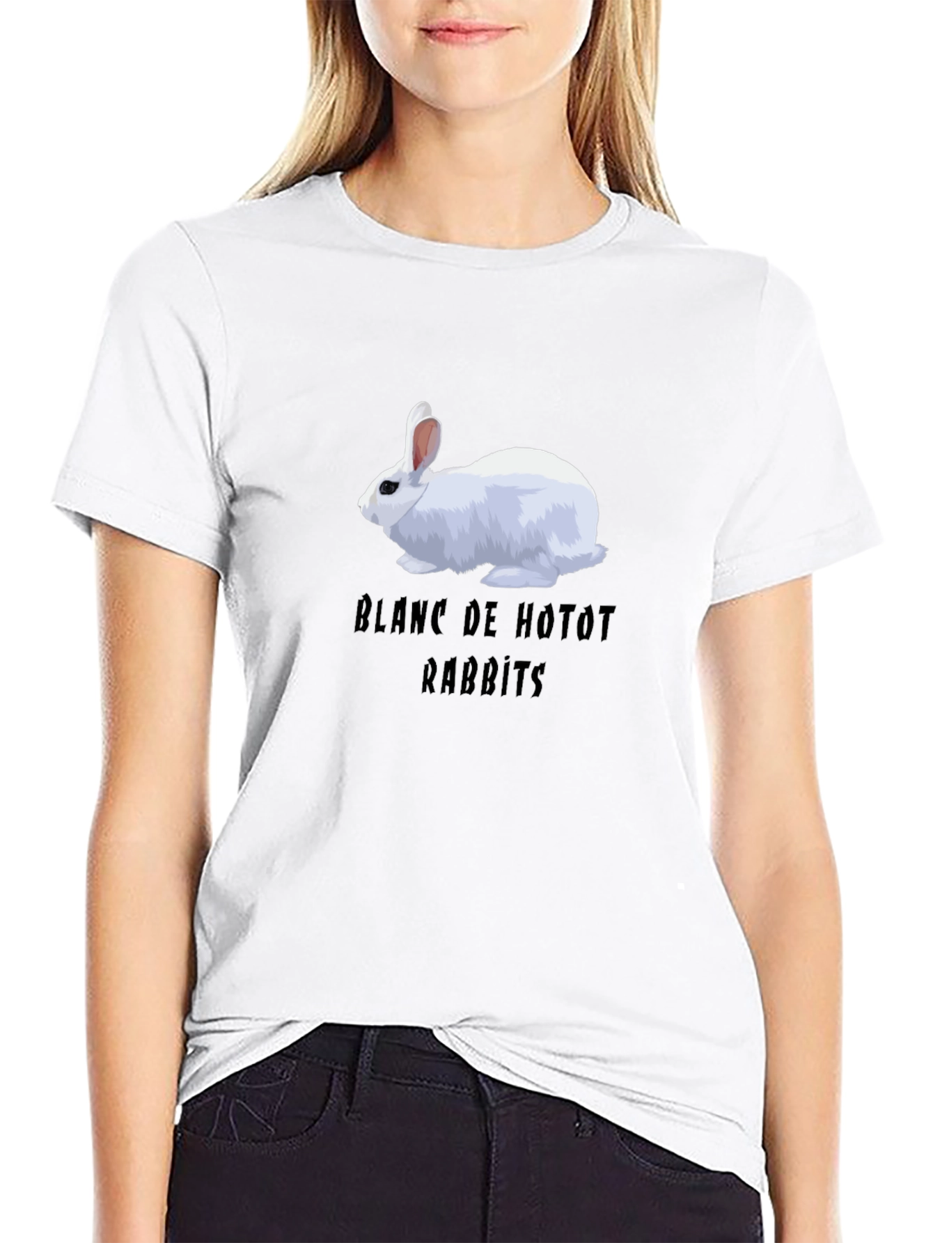 Black Blanc de Hotot Rabbits Graphic Tee view 9