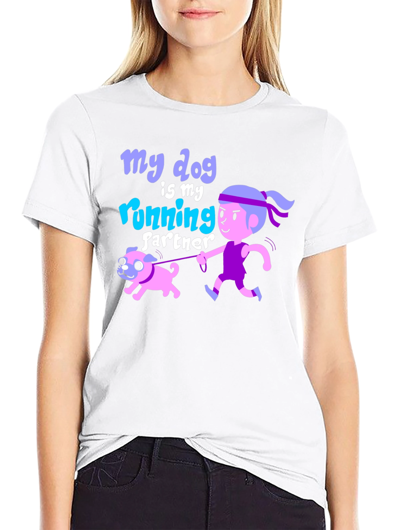Black Dog Running Partner Graphic Tee - Fun Animal Lover Shirt view 9