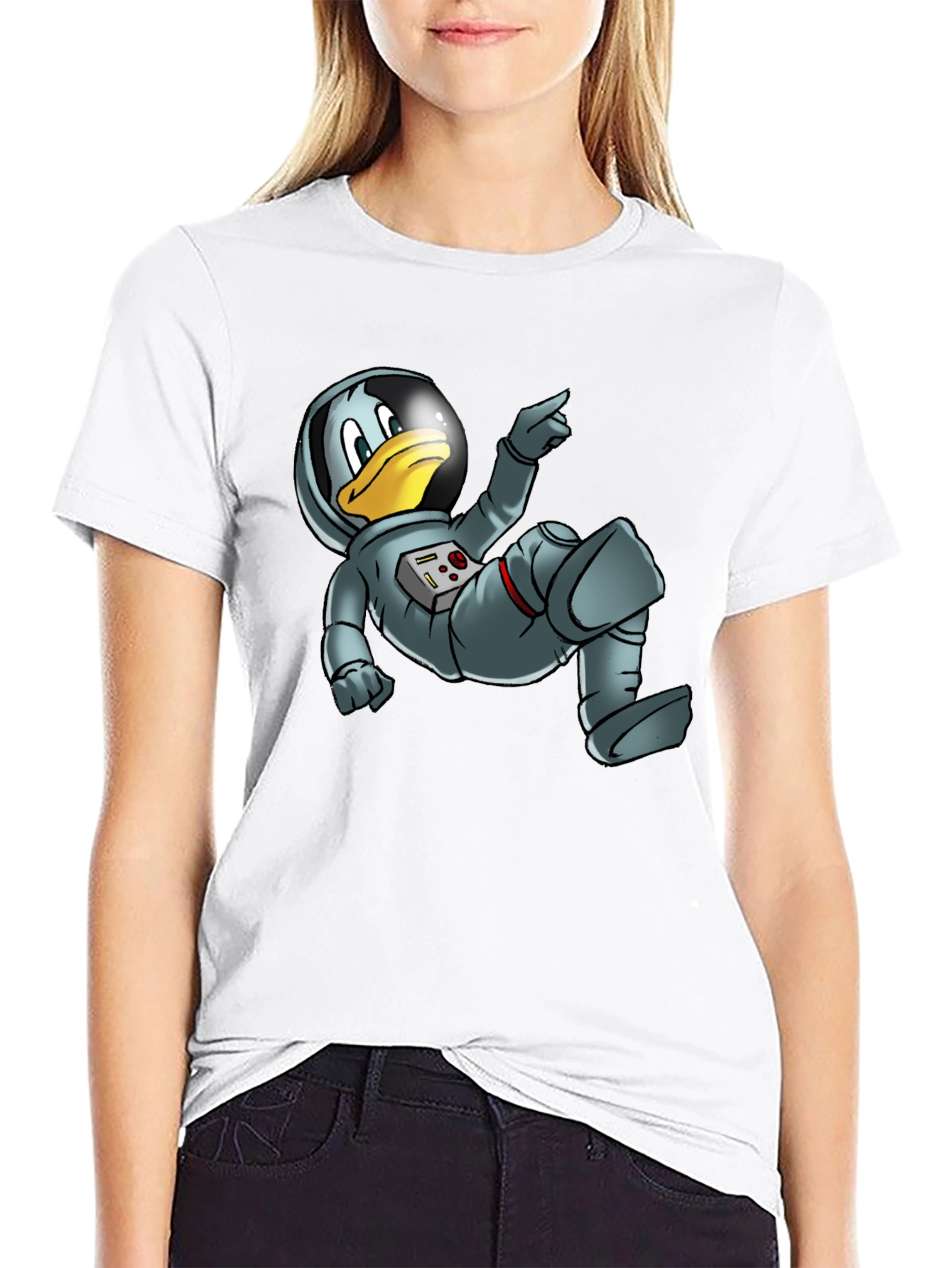 Black Astronaut Duck Graphic Tee - Black view 9