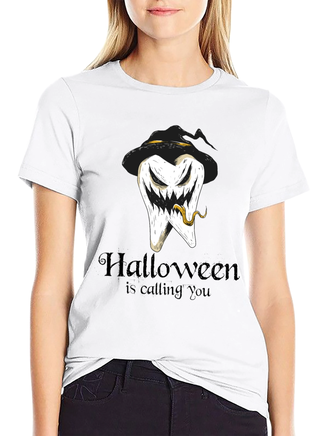 Black Halloween Tooth Tee: Calling You! view 9