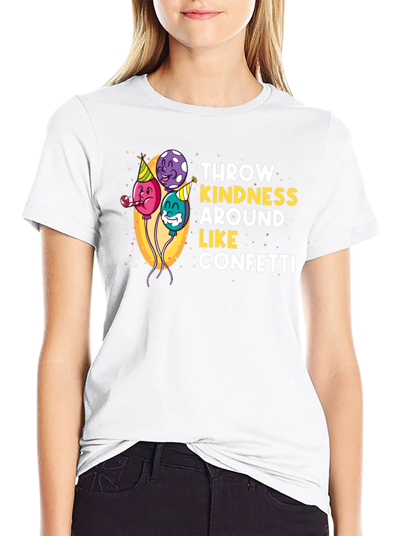 Black Throw Kindness Like Confetti Graphic Tee view 9