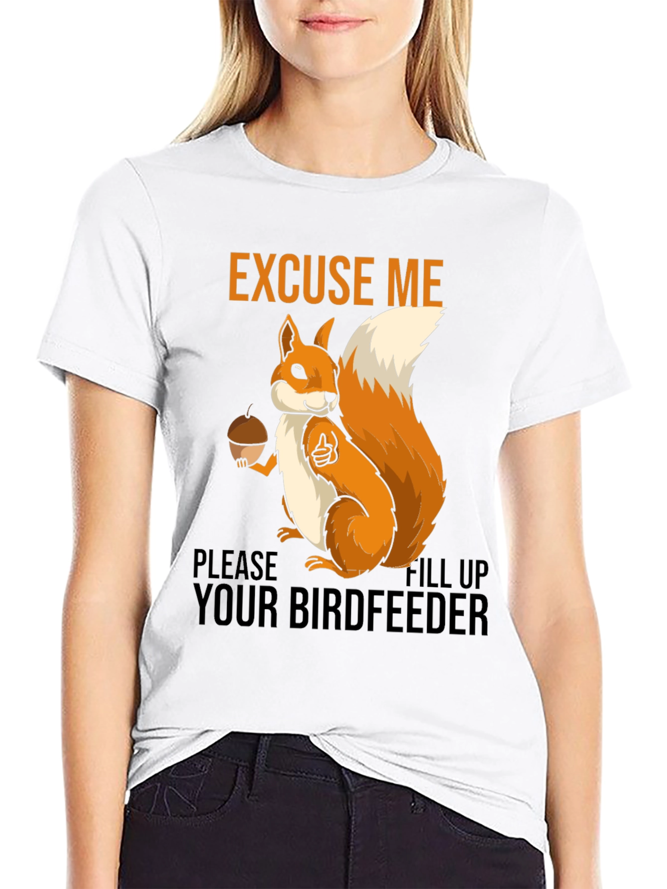Black Excuse Me Squirrel T-Shirt - Fill Your Birdfeeder! view 9
