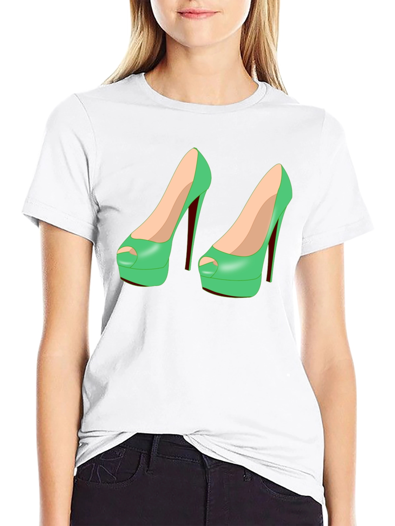Black Novelty High Heel Shoe T-Shirt view 9