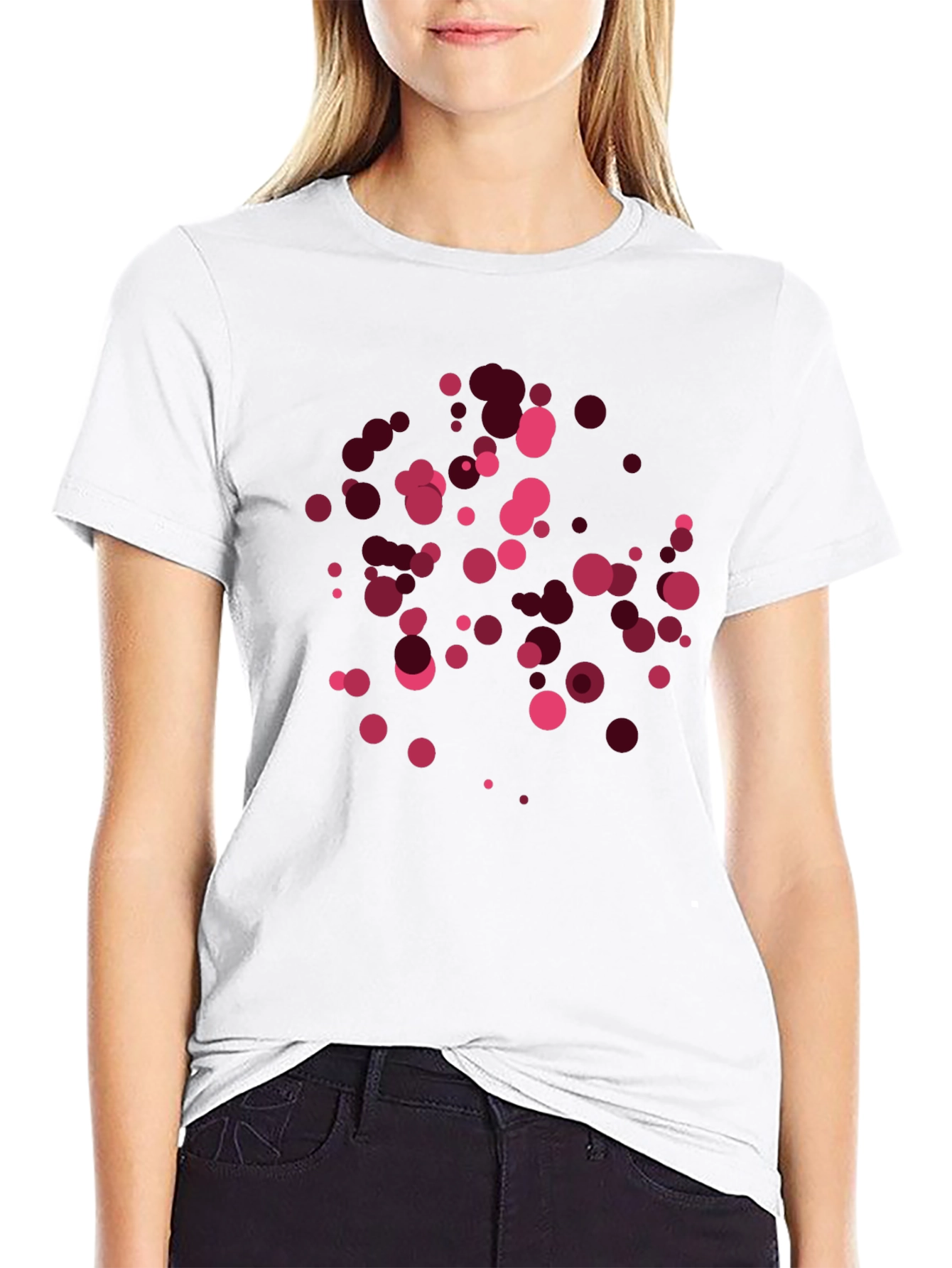 Black Modern Abstract Dot Pattern Black T-Shirt view 9