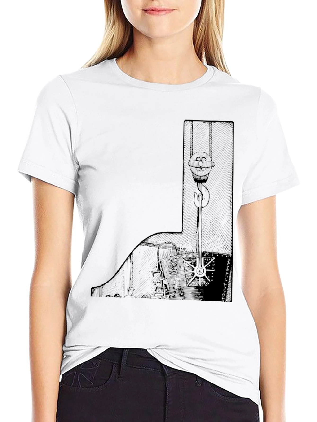 Black Men's Black Graphic Tee - Crane Design view 9