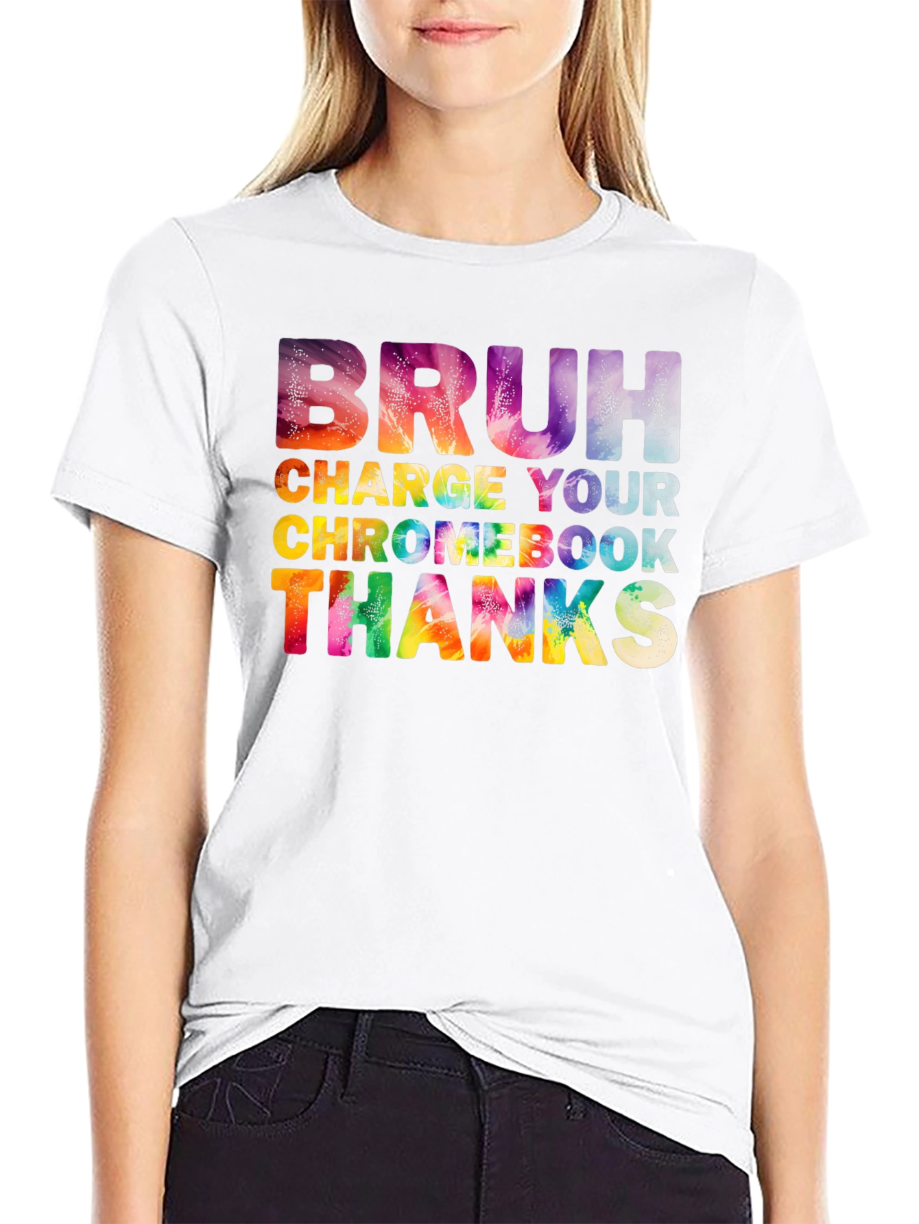 Black Bruh Charge Your Chromebook Graphic T-Shirt view 9