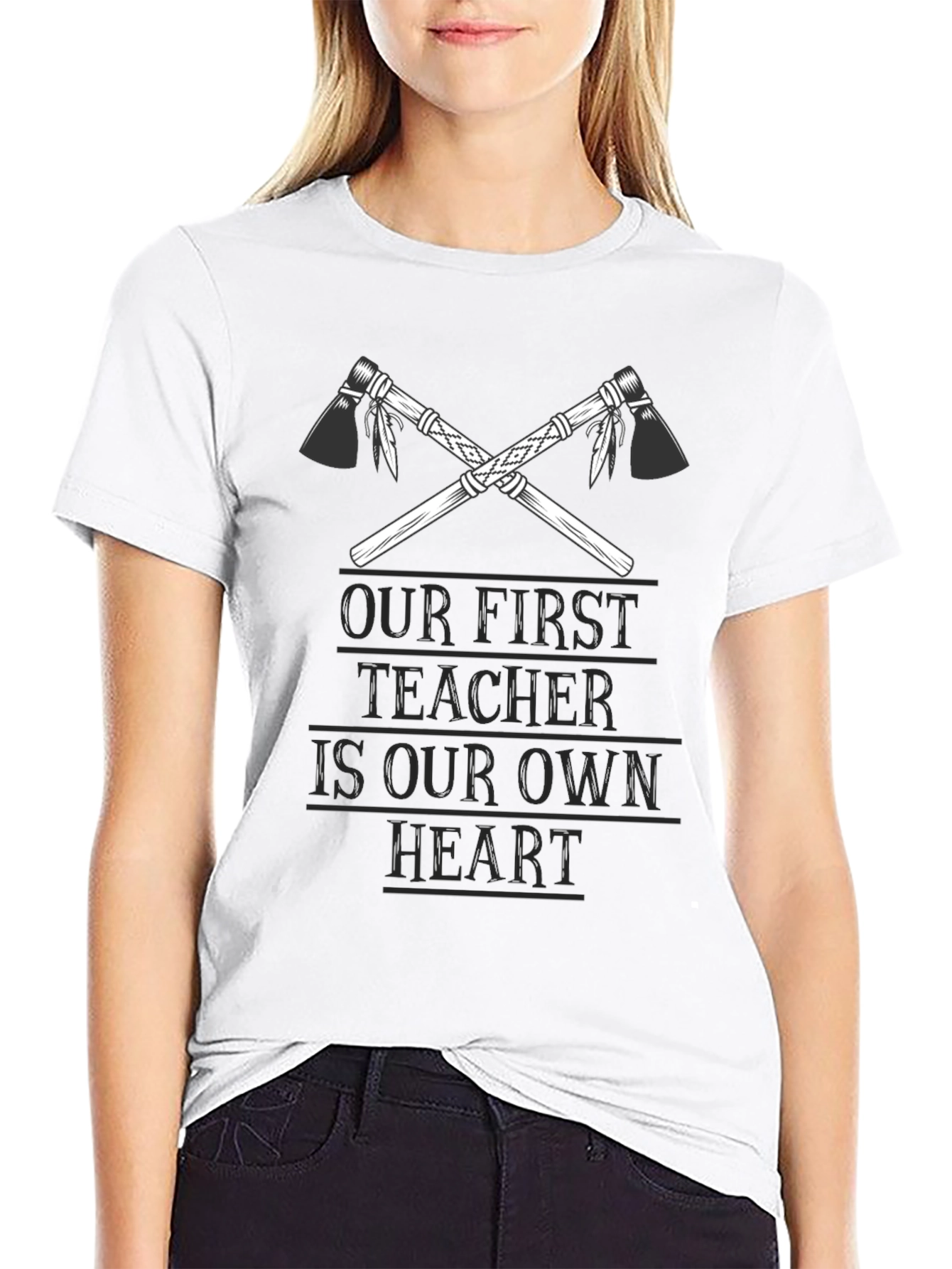 Black Our First Teacher Heart Graphic Tee view 9