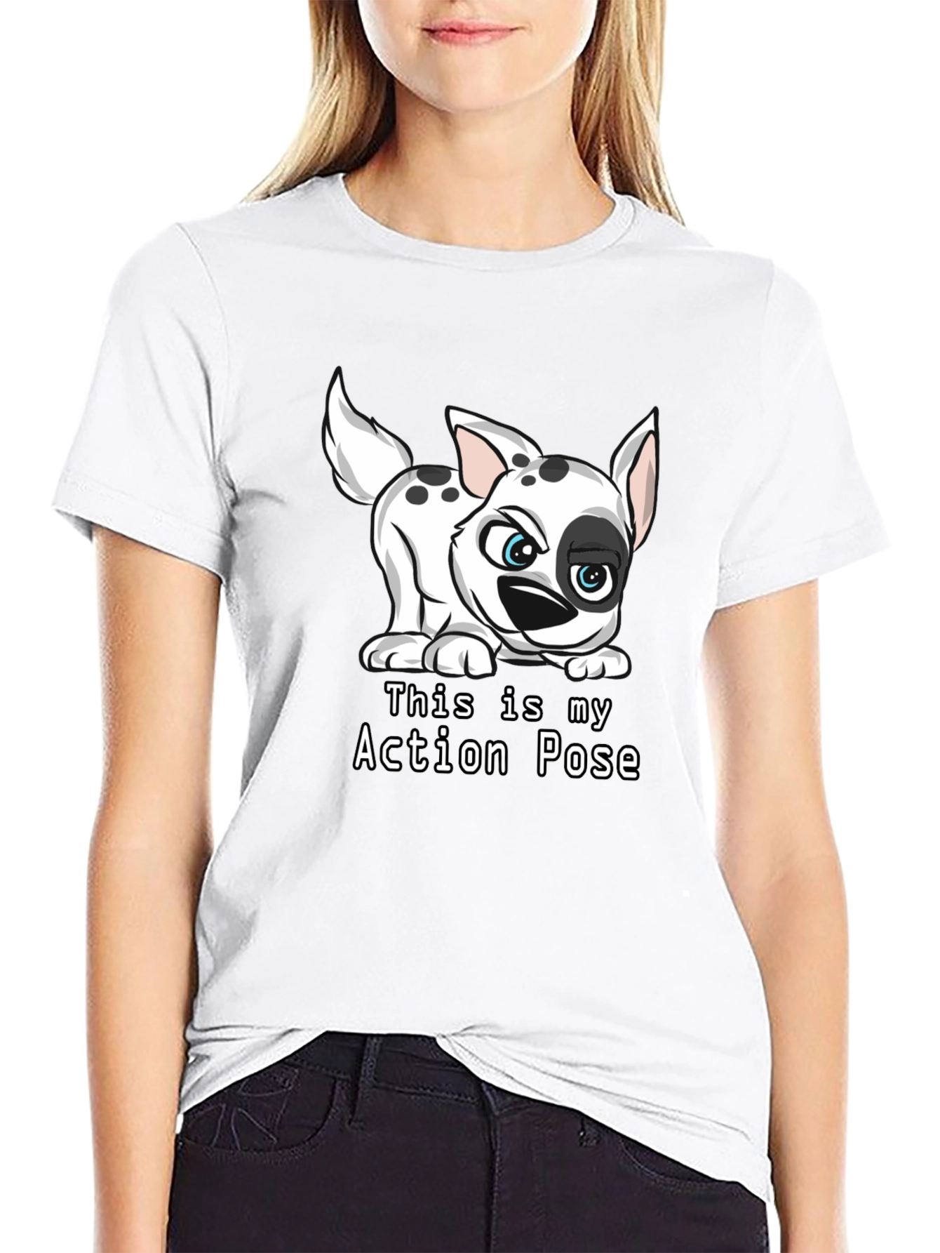 Black Dalmatian Action Pose Black T-Shirt view 9