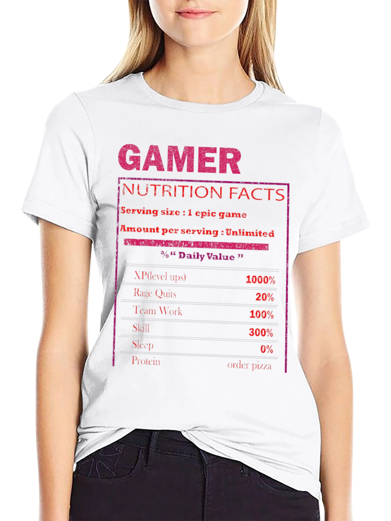 Black Gamer Nutrition Facts T-Shirt view 9