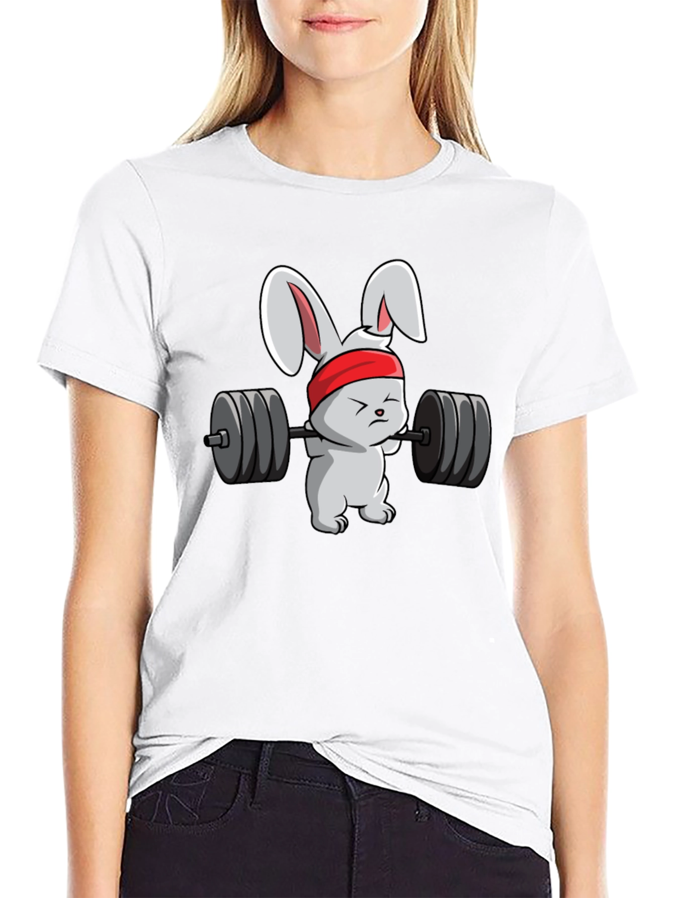 Black Weightlifting Bunny T-Shirt - Black view 9