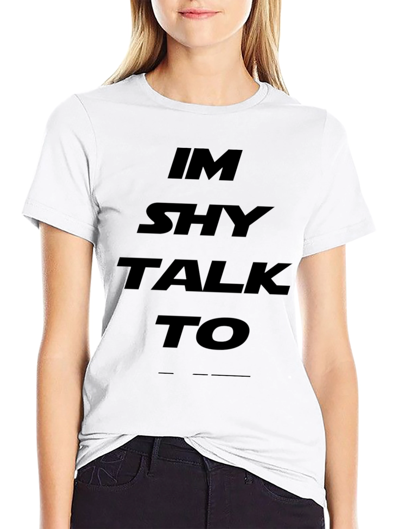 Black Introvert Humor T-Shirt: I'm Shy, Talk To... view 9