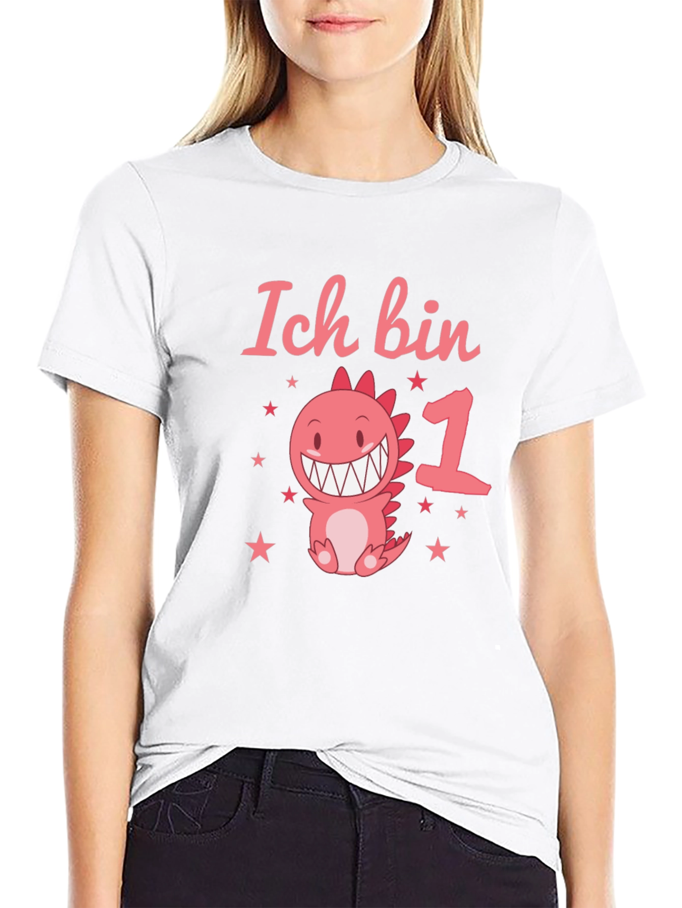 Black Ich Bin 1st Birthday Dinosaur T-Shirt view 9