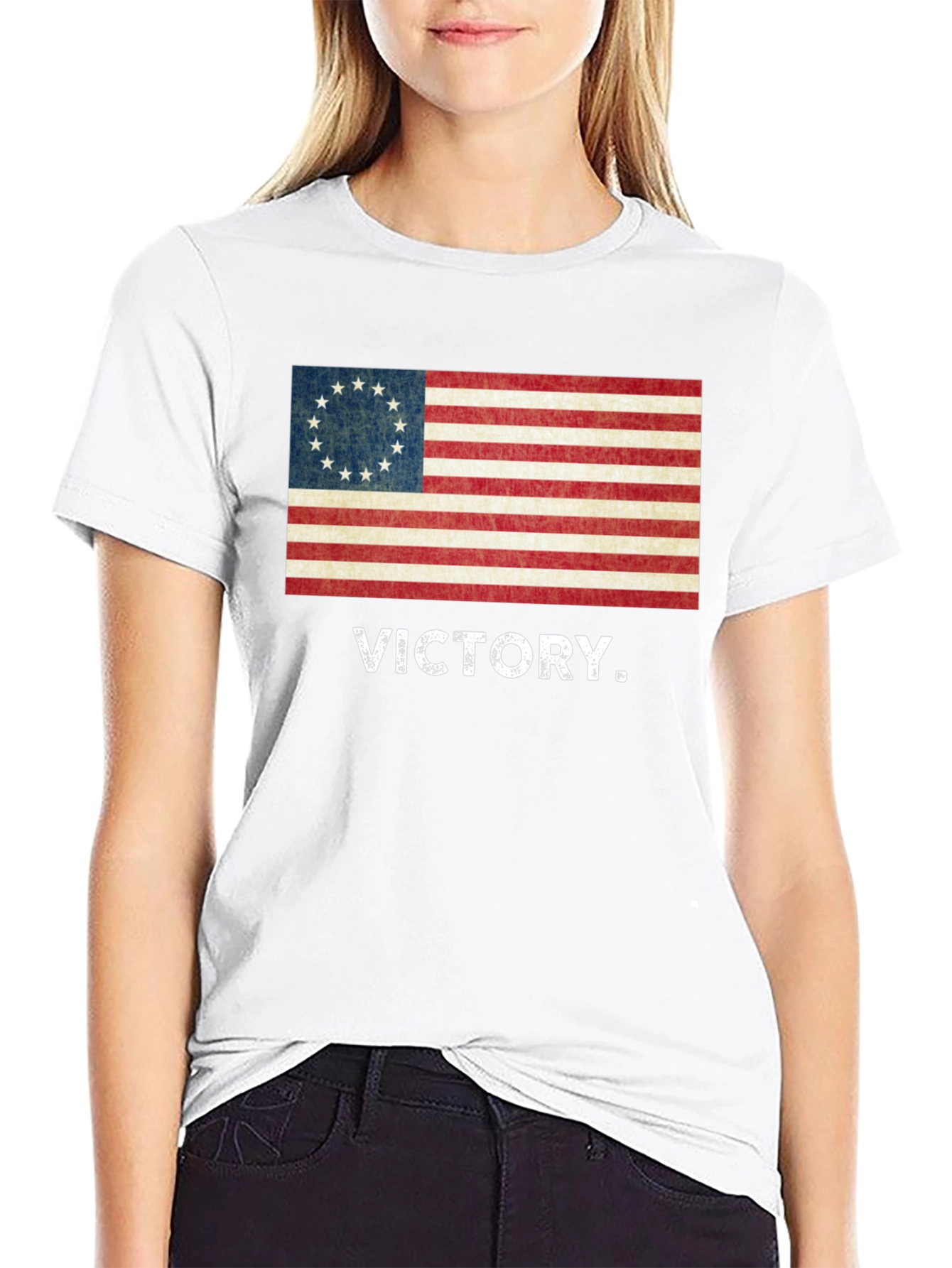 Black Victory Flag Graphic Tee - Patriotic Style view 9