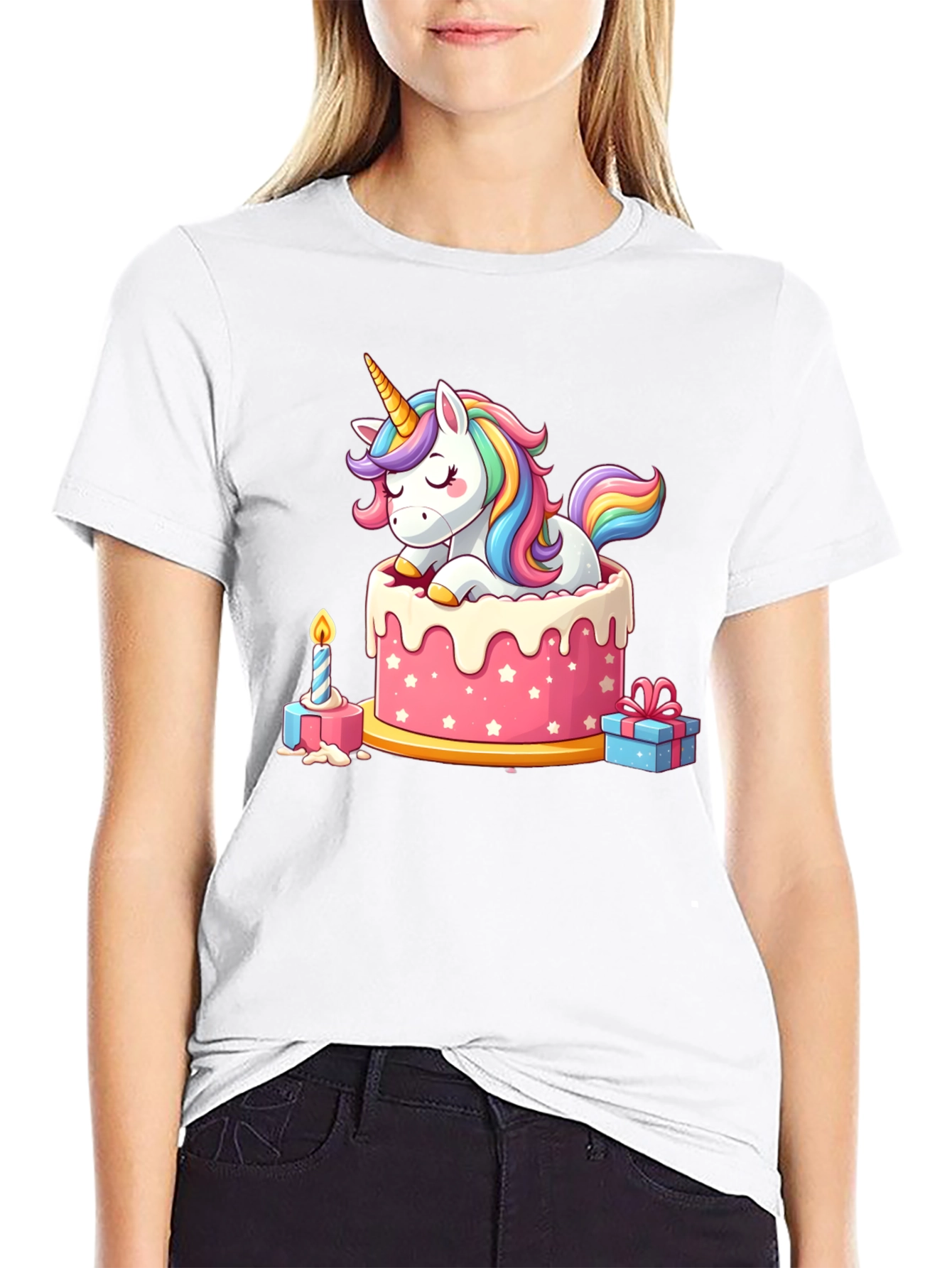 Black Unicorn Cake T-Shirt view 9