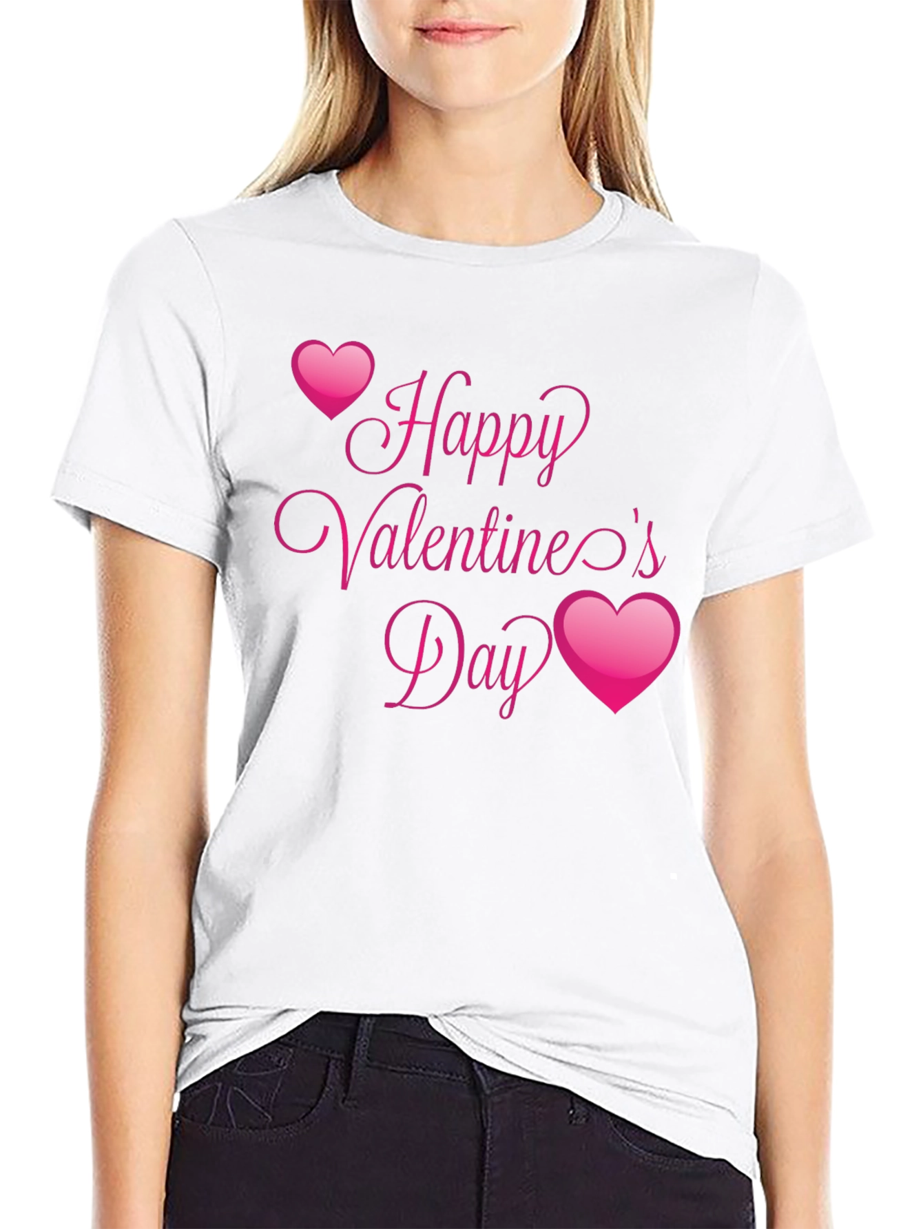 Black Happy Valentine's Day Black T-Shirt view 9