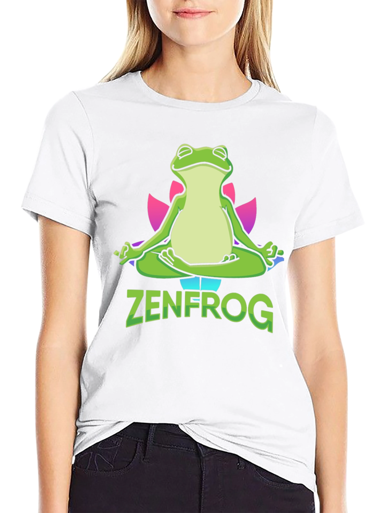 Black Zen Frog Graphic T-Shirt - Meditating Amphibian Tee view 9