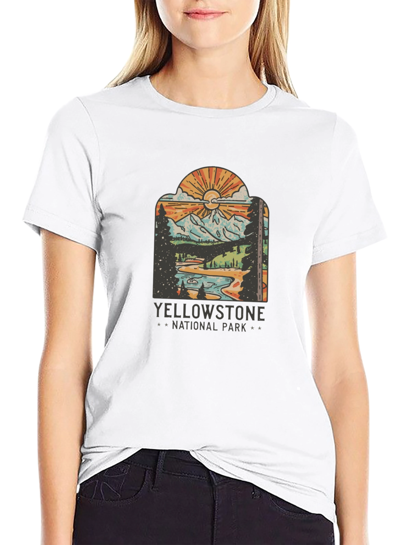 Black Yellowstone National Park Graphic Tee view 9