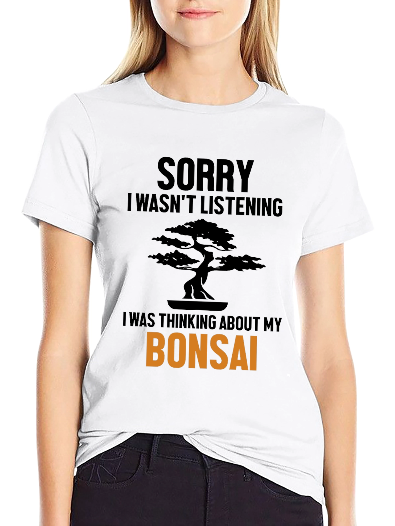 Black Bonsai Tree T-Shirt - Sorry Wasn't Listening Funny Tee view 9