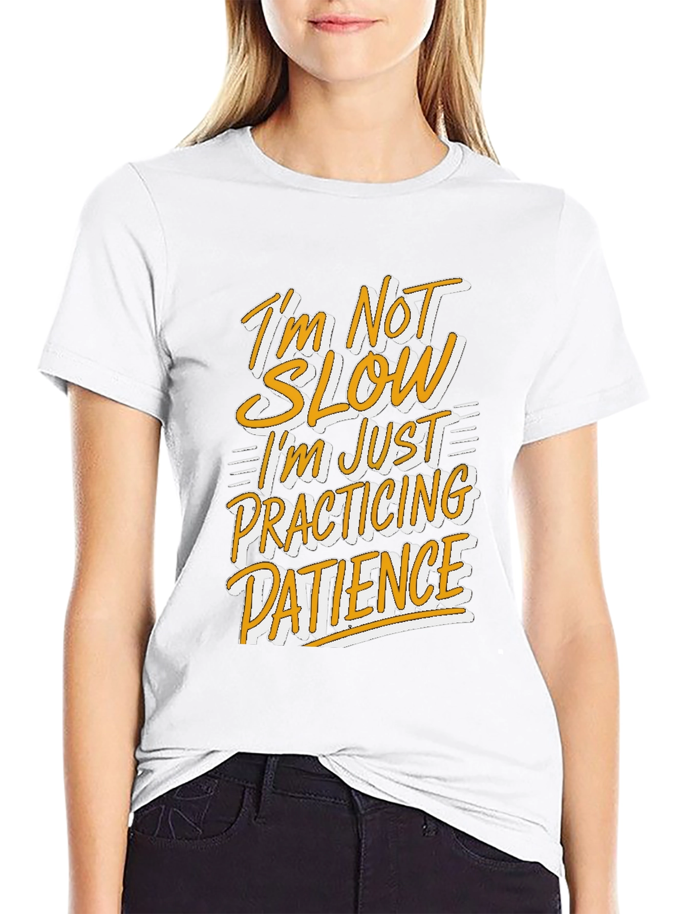 Black Funny Patience T-Shirt - I'm Not Slow view 9