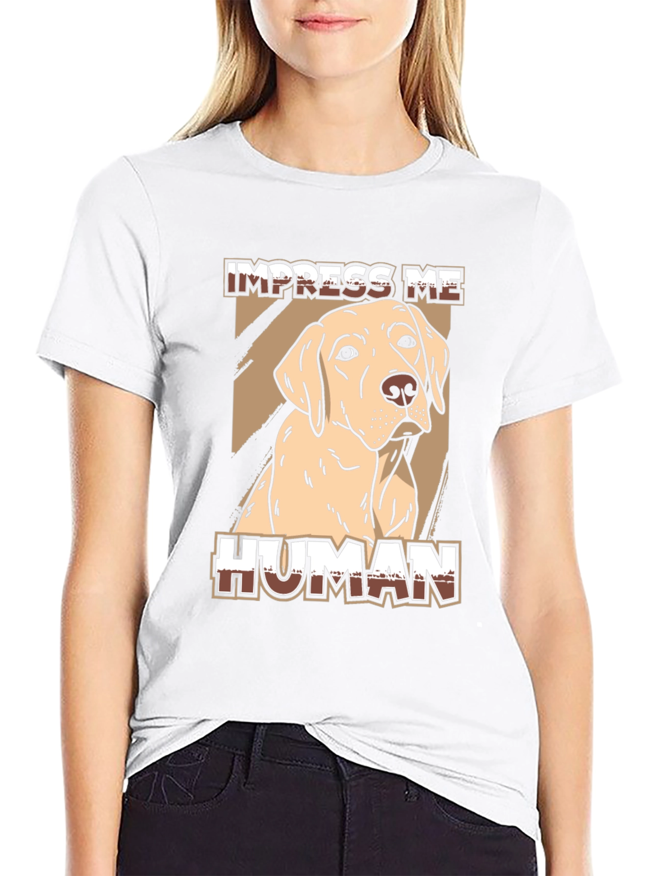 Black Impress Me Human Dog Graphic Tee - Black view 9